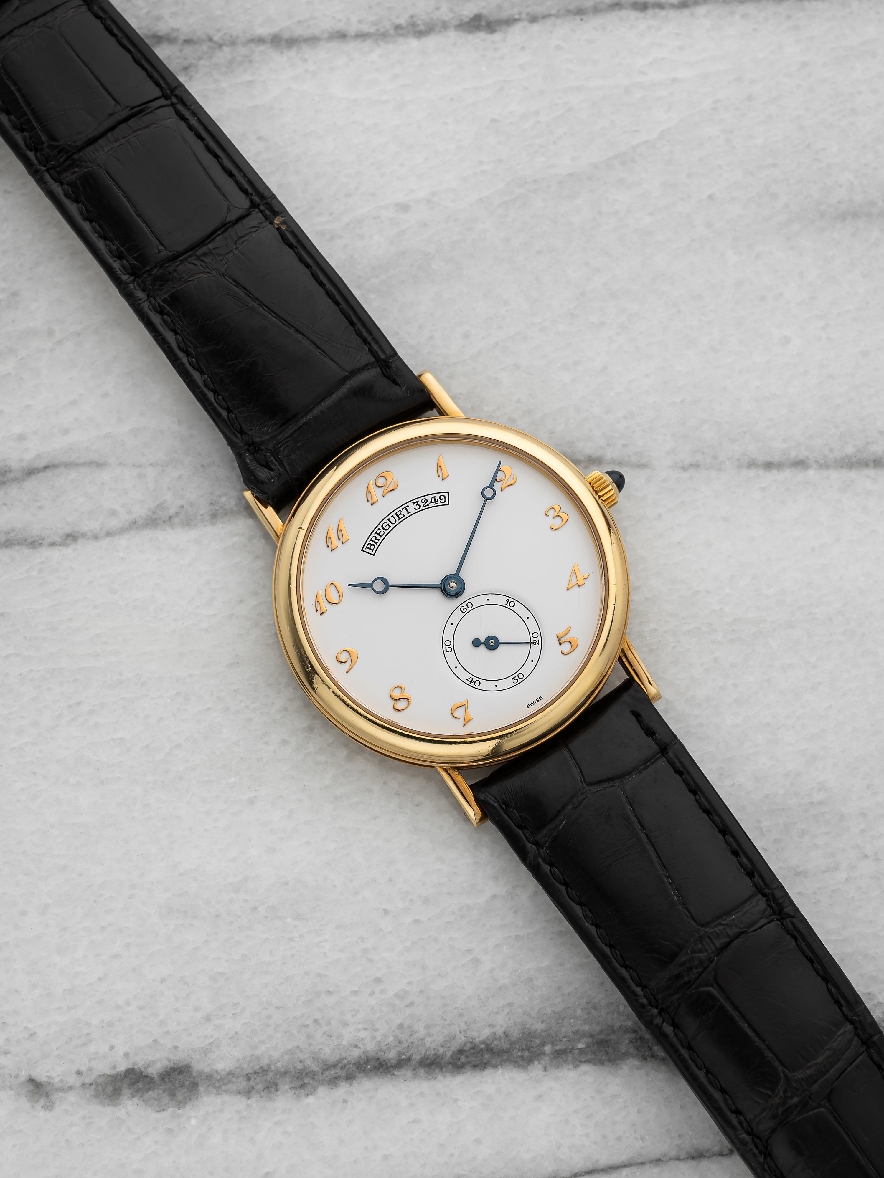 Vintage 1990s Breguet Dress Watch 3210 18K YG Enamel White Dial Manual 33mm