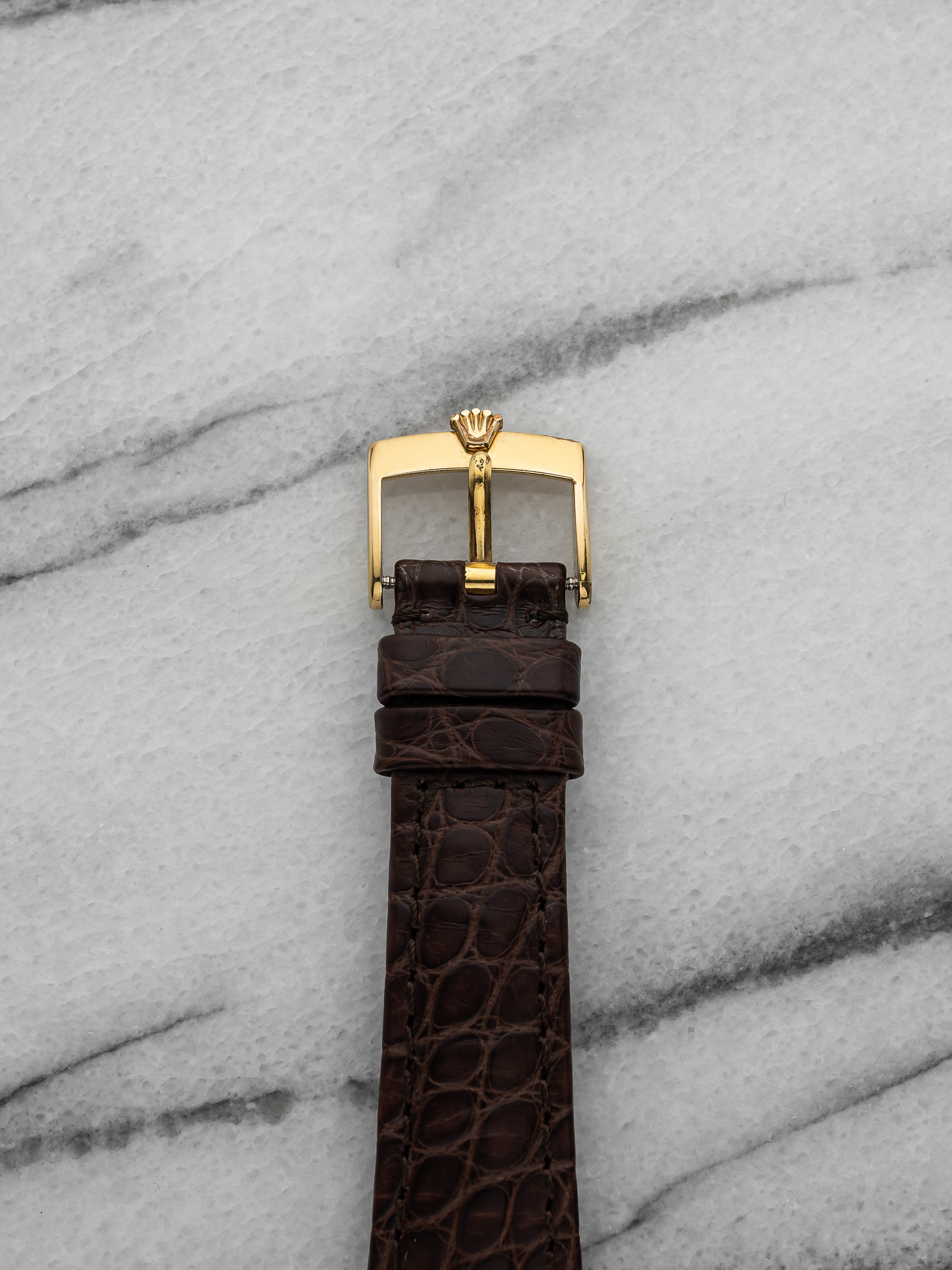 Vintage 1976 Rolex Cellini 4135 18K Yellow Gold Matte Blue Dial Manual 27mm