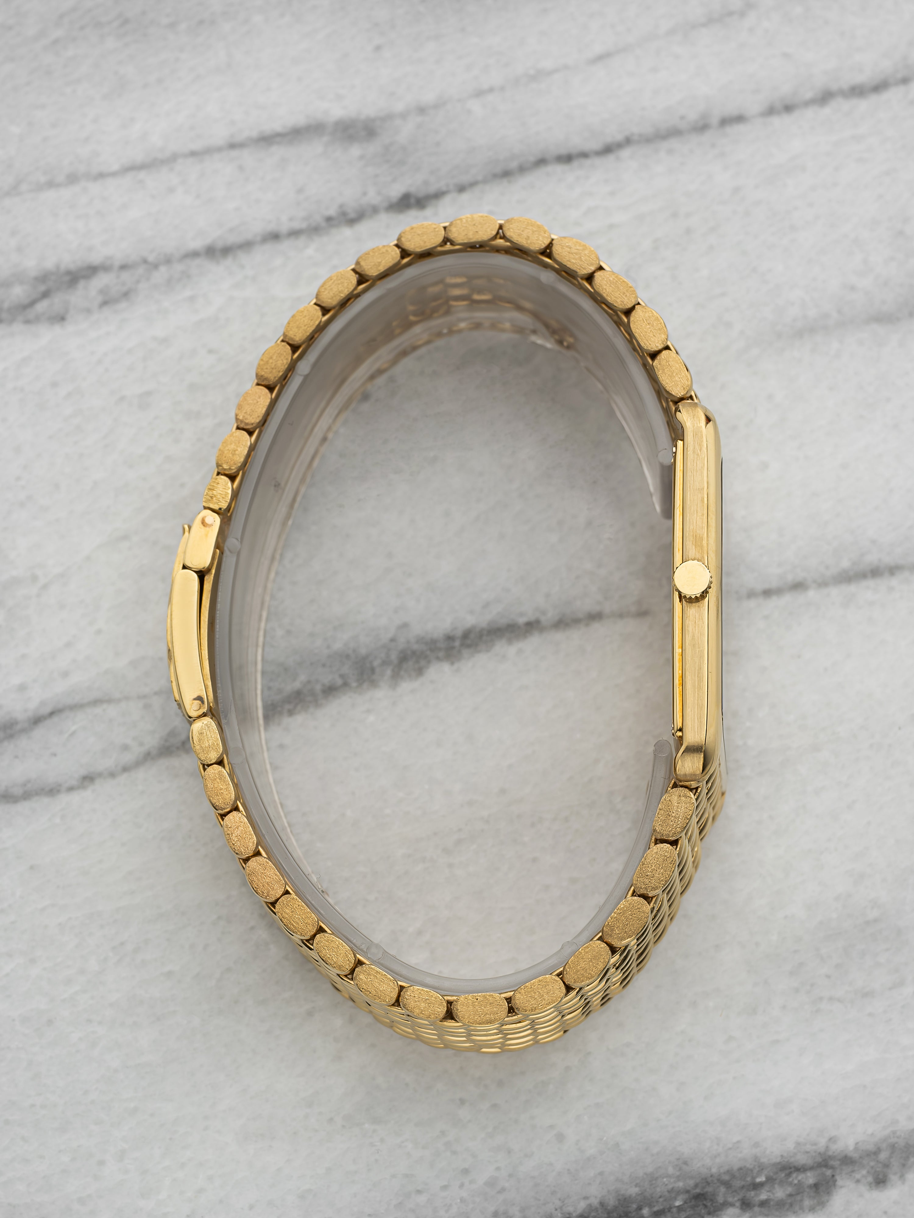 Vintage 1970s Audemars Piguet Tank 18K Yellow Gold Champagne Dial Quartz 28 mm
