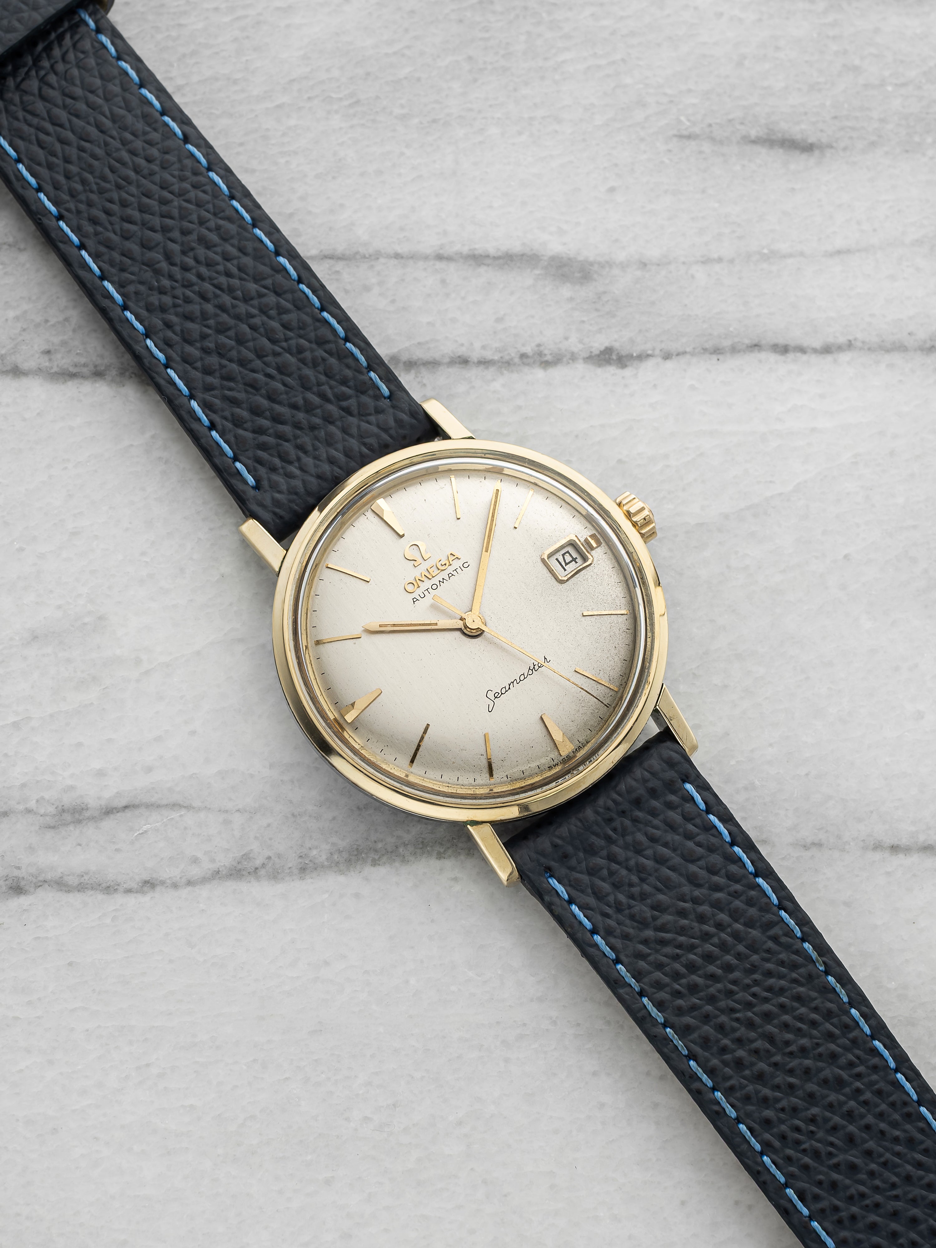 Vintage 1960s Omega Seamaster 14770 Gold Capped Silver Dial Auto 34mm