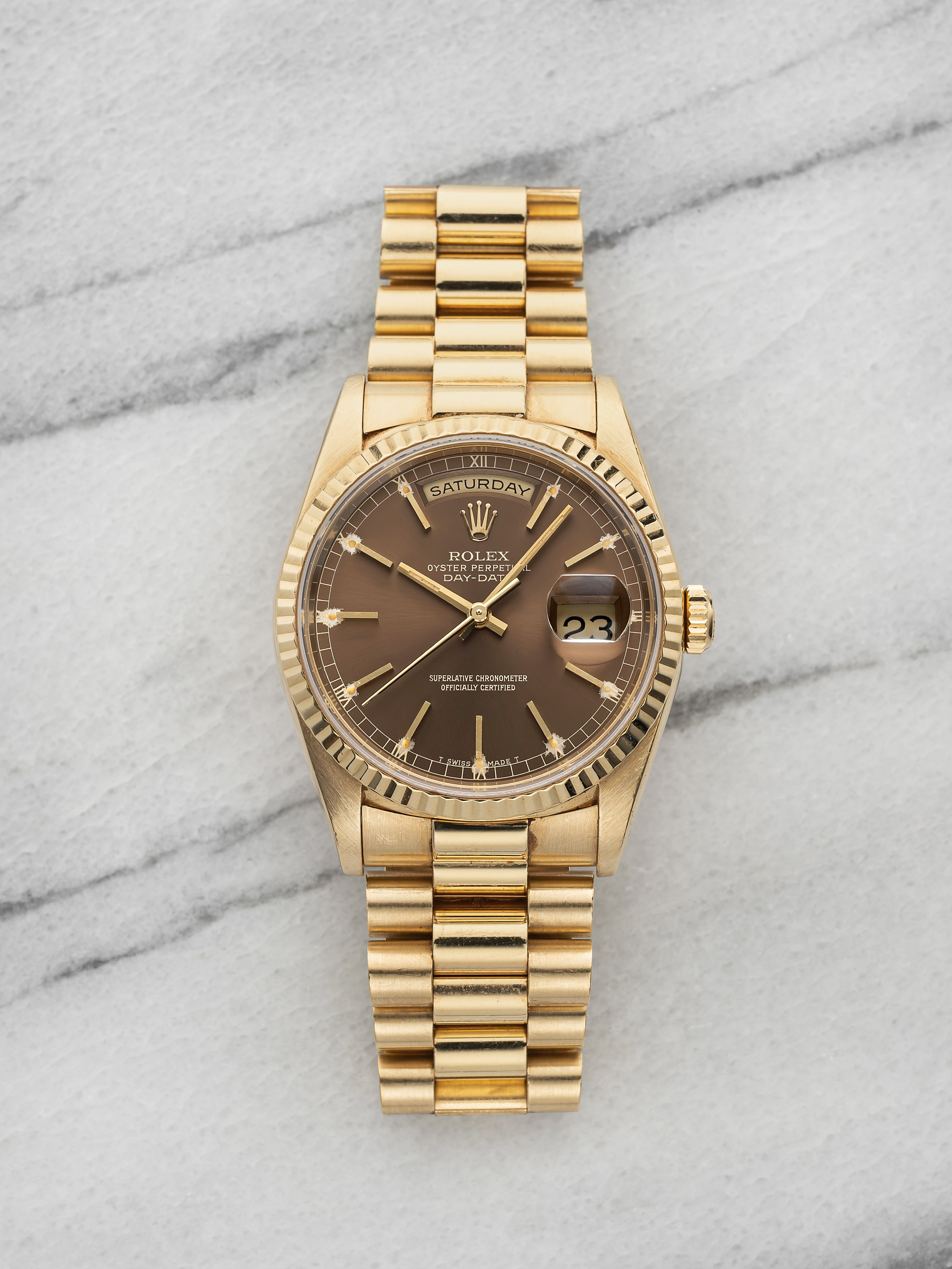 Vintage 1991 Rolex Day-Date 18238 18K YG Tropical Mocha Dial Auto 36mm