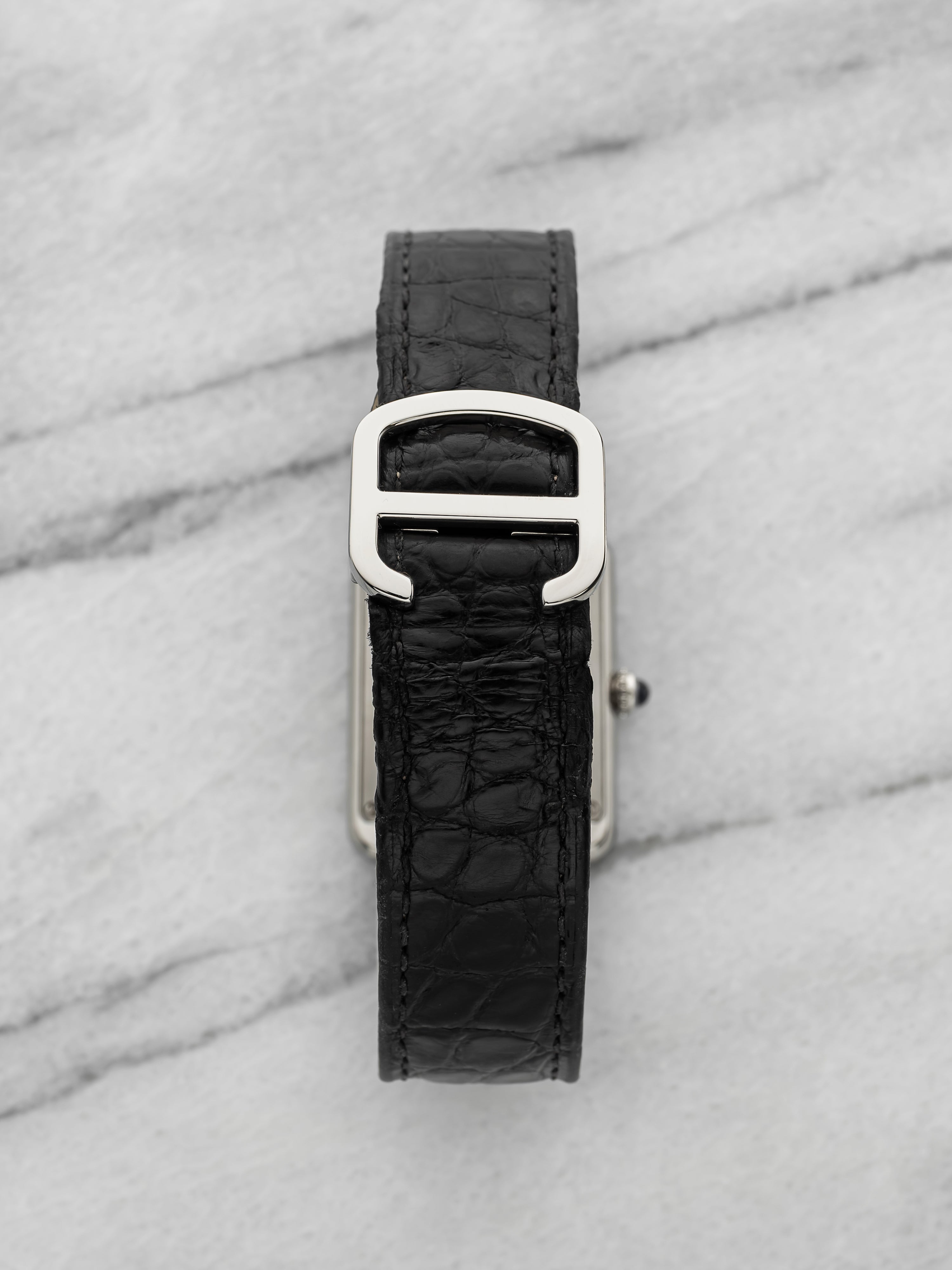 2000s Cartier Tank Solo 3170 Stainless Steel Snake Print Dial Quartz 28mm