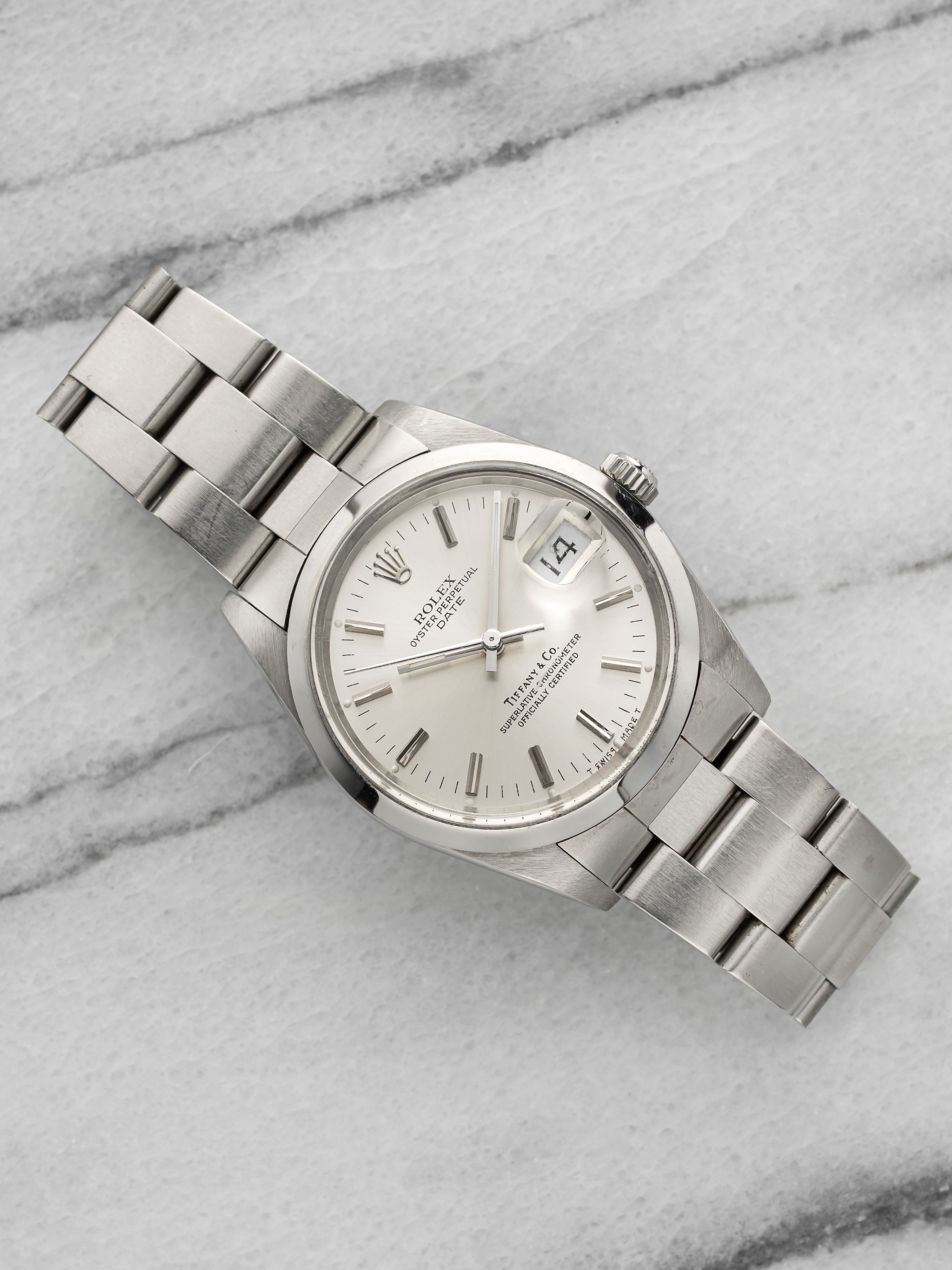 Vintage 1987 Rolex Oyster Perpetual Date 15000 Steel Tiffany Dial Auto 34mm
