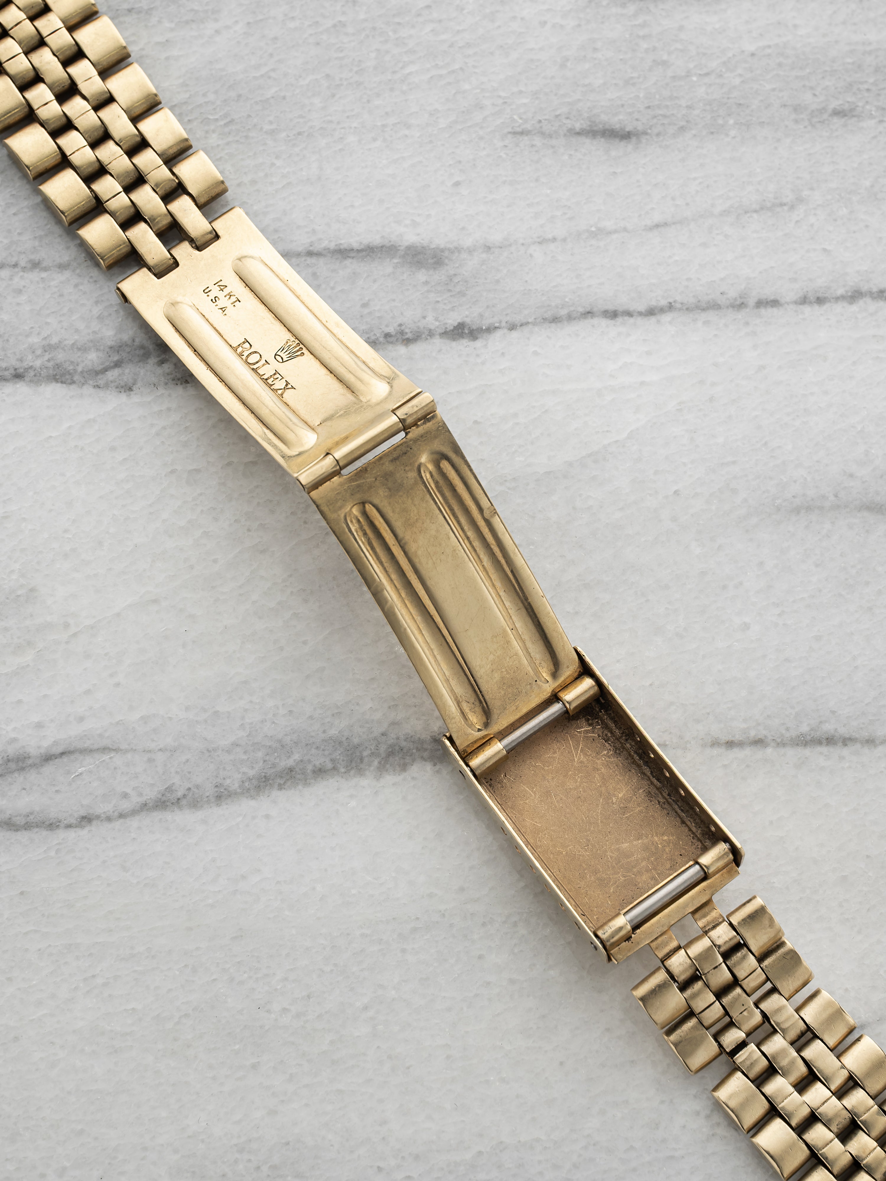 Vintage 1970s Rolex Jubilee 14K Yellow Gold Bracelet 19mm Lug
