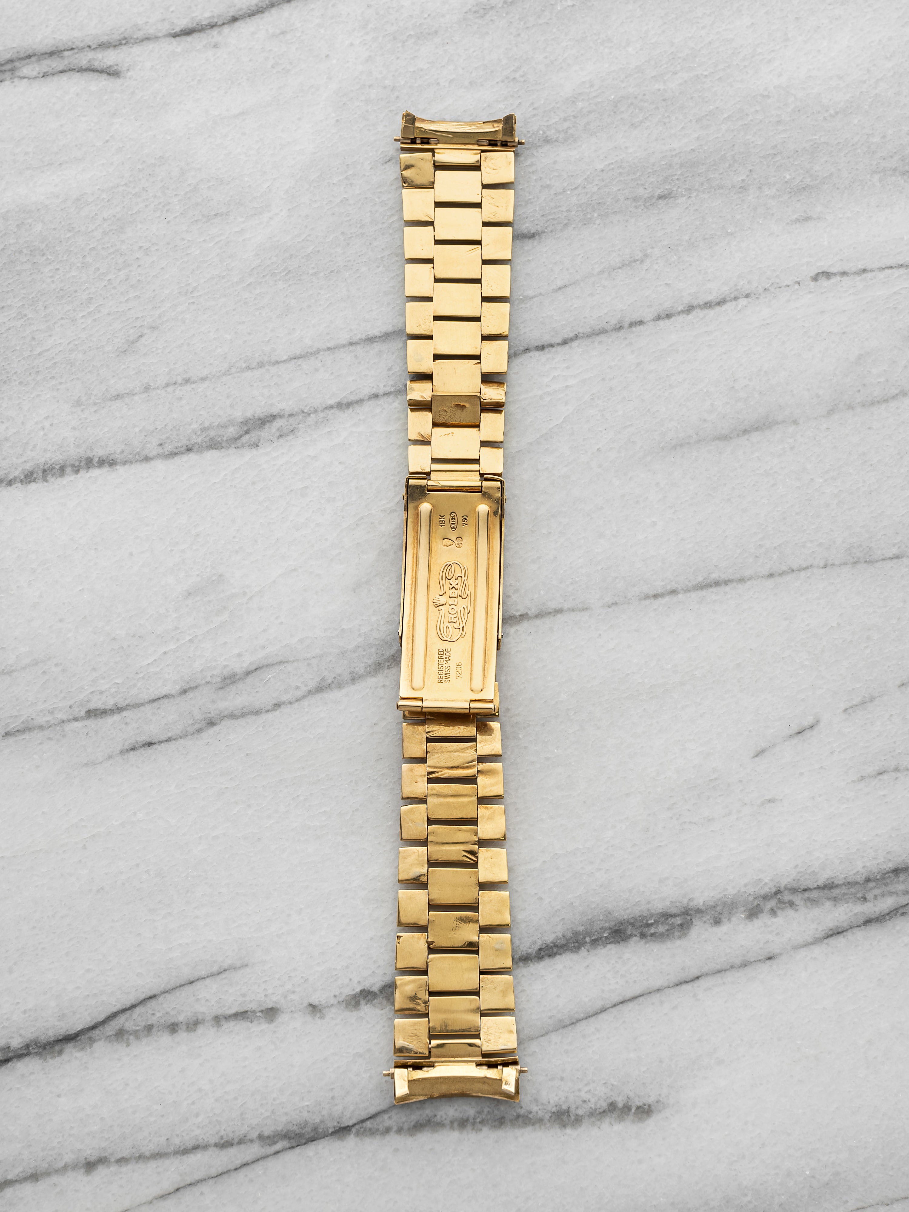 Vintage 1970s Rolex President 18K Yellow Gold 20mm Lug Bracelet