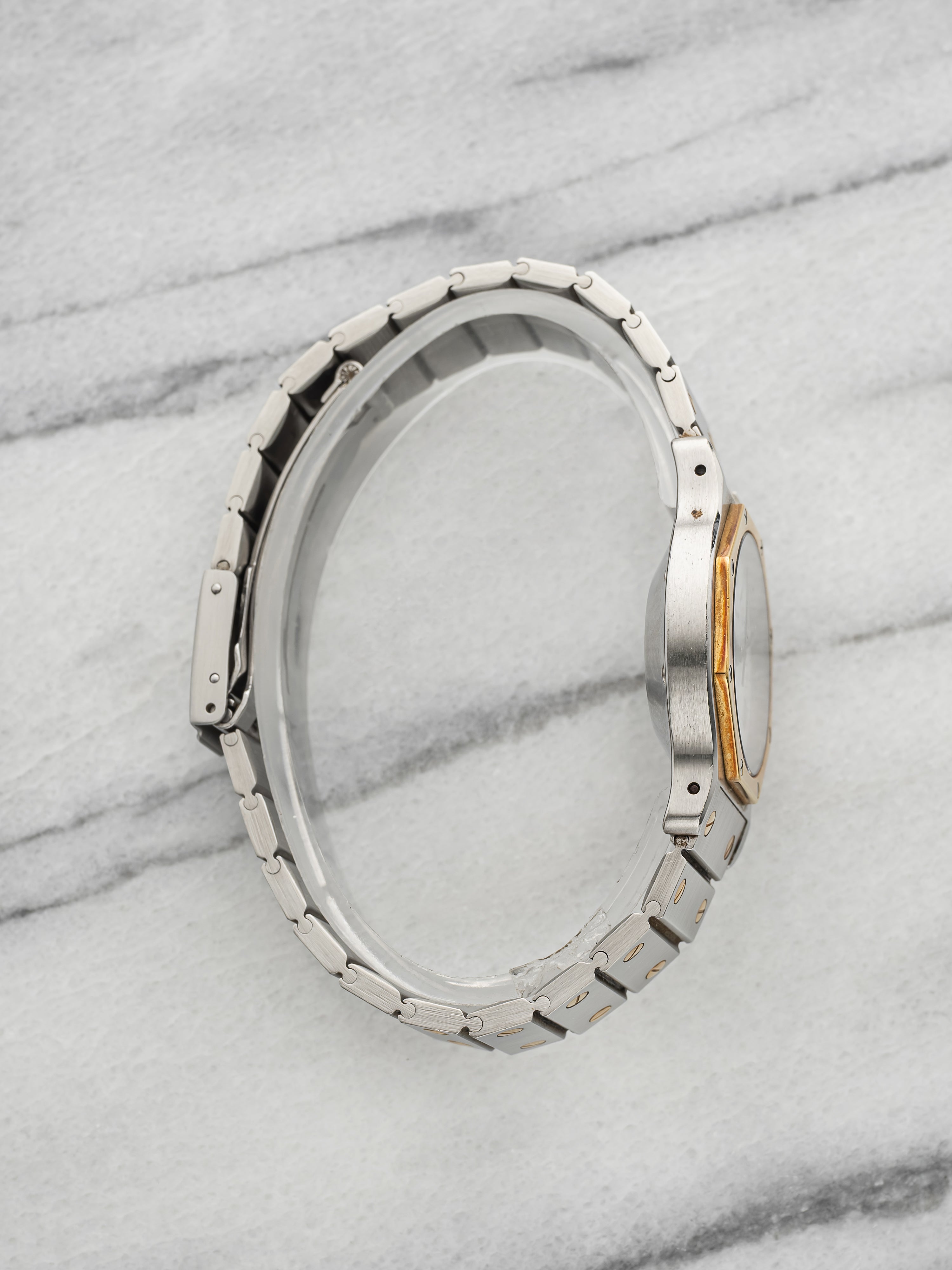 Vintage 1990s Cartier Santos Octagonal 2966 Two-Tone White Roman Dial Auto 30mm
