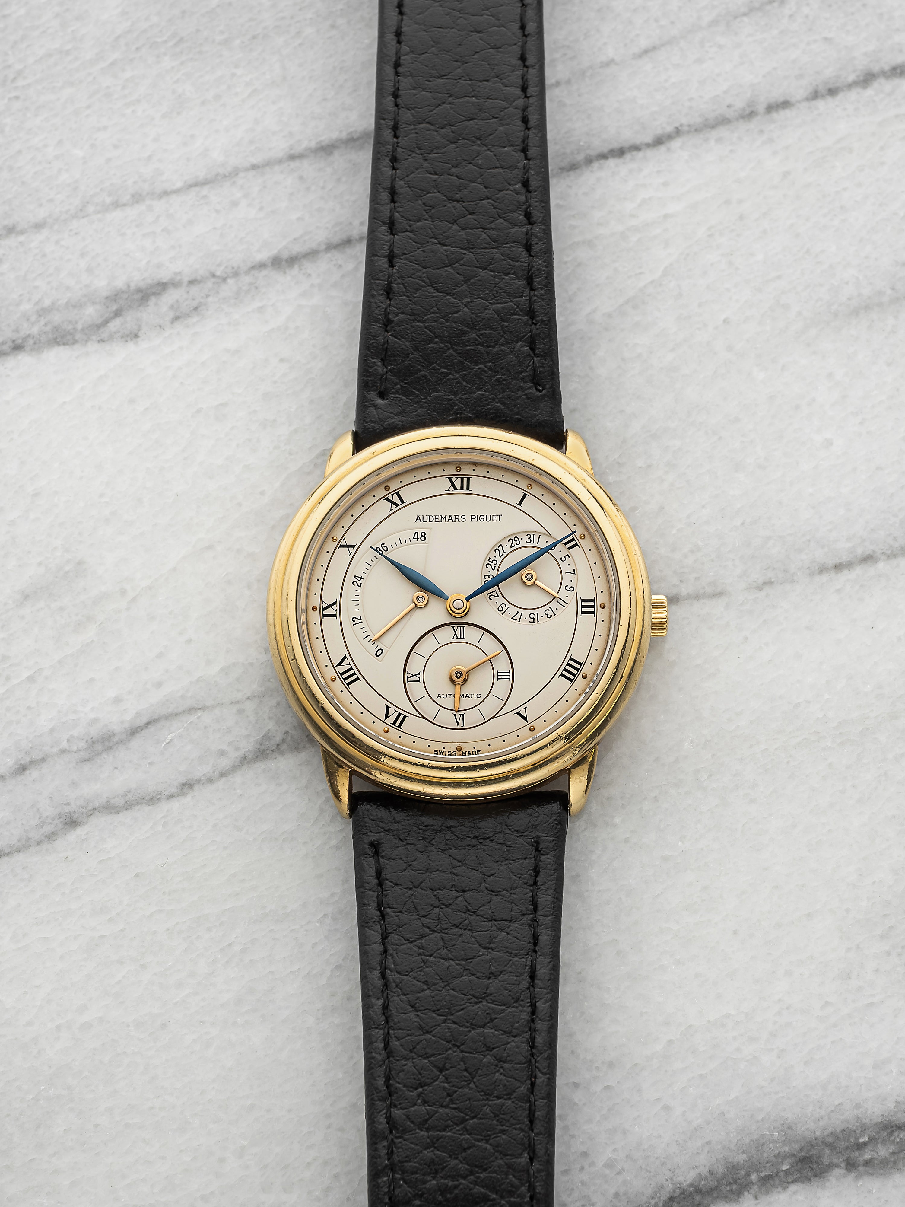 Vintage 1991 Audemars Piguet Jules Audemars 25685BA Dual Time 18K YG Auto 36mm