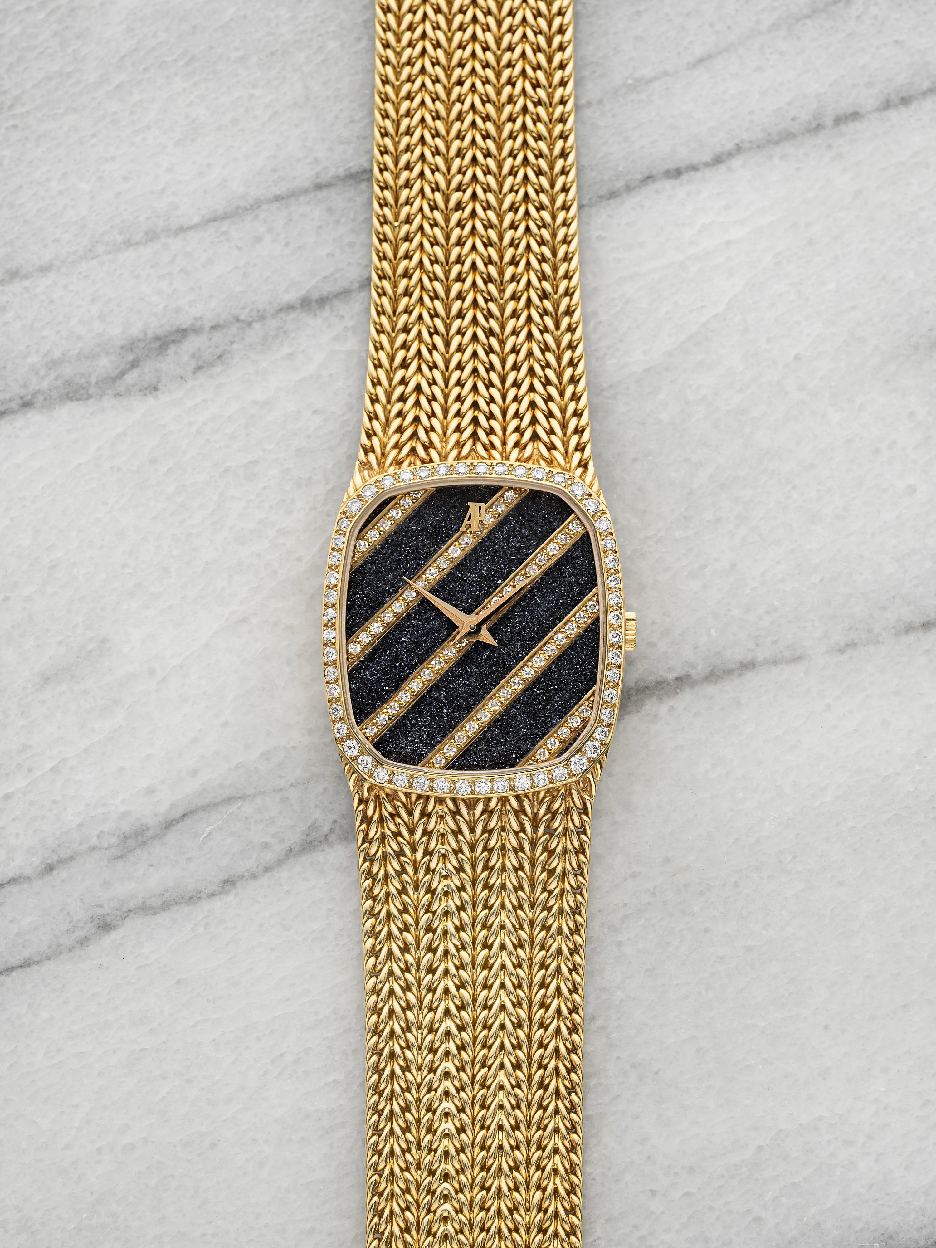 Vintage 1980s Audemars Piguet Cobra 18K YG Ferrite Diamond Dial Manual 27mm