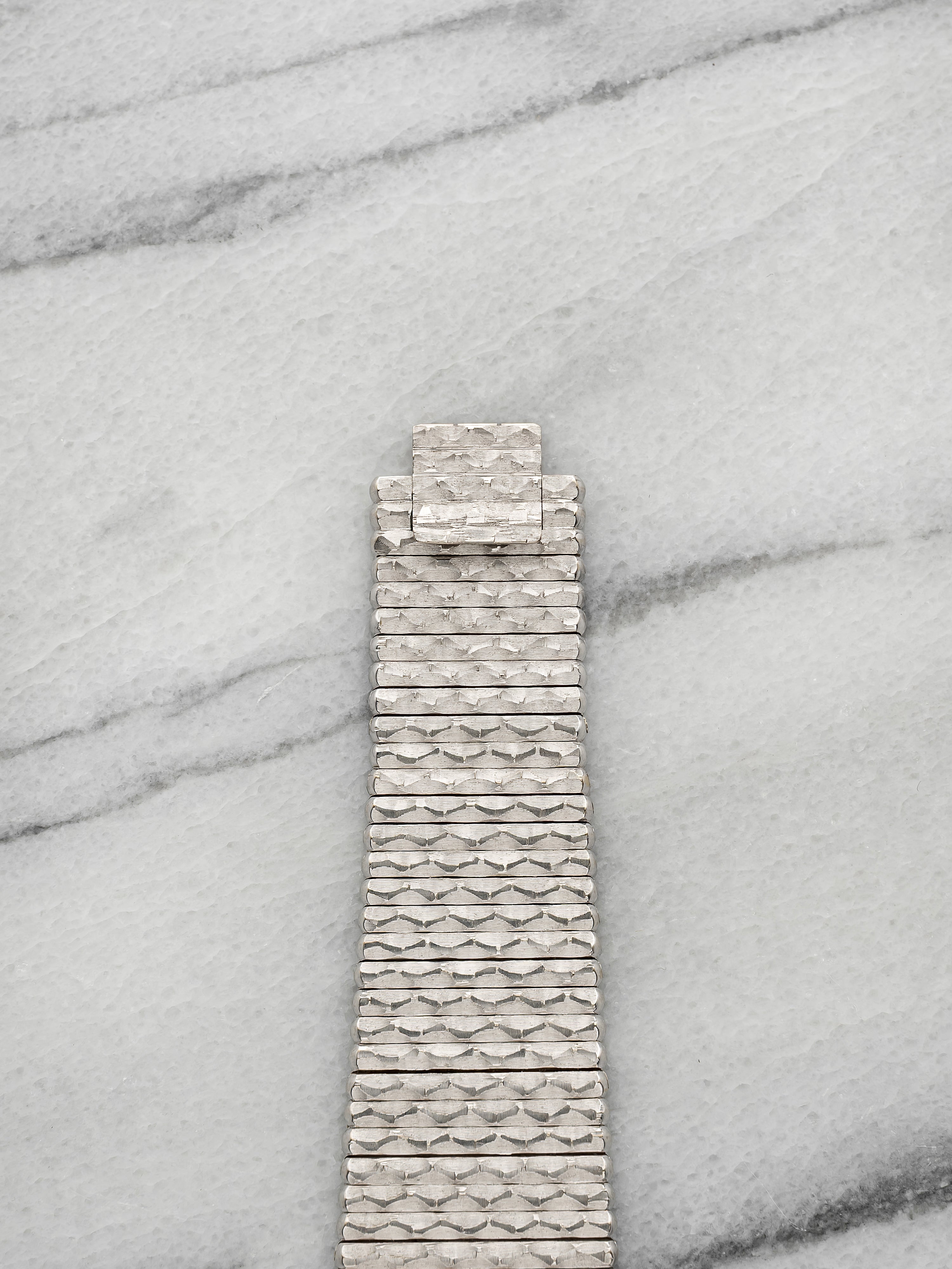 Vintage 1980s Piaget 9131C520 18K WG Diamond Pave Sapphire Indices Manual 24mm
