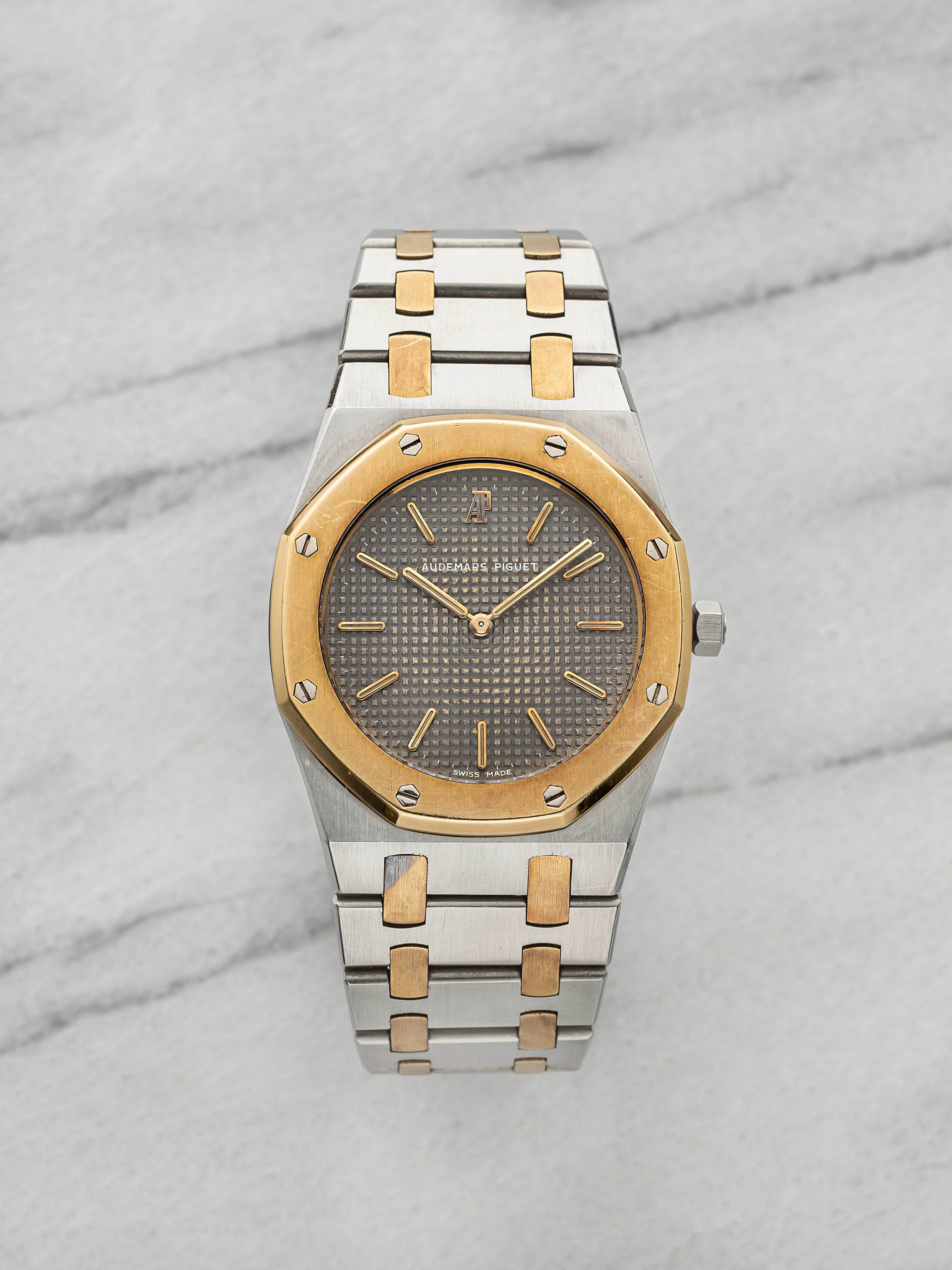 Vintage 1980s Audemars Piguet Royal Oak 56303SA Two Tone Grey Dial Quartz 33mm