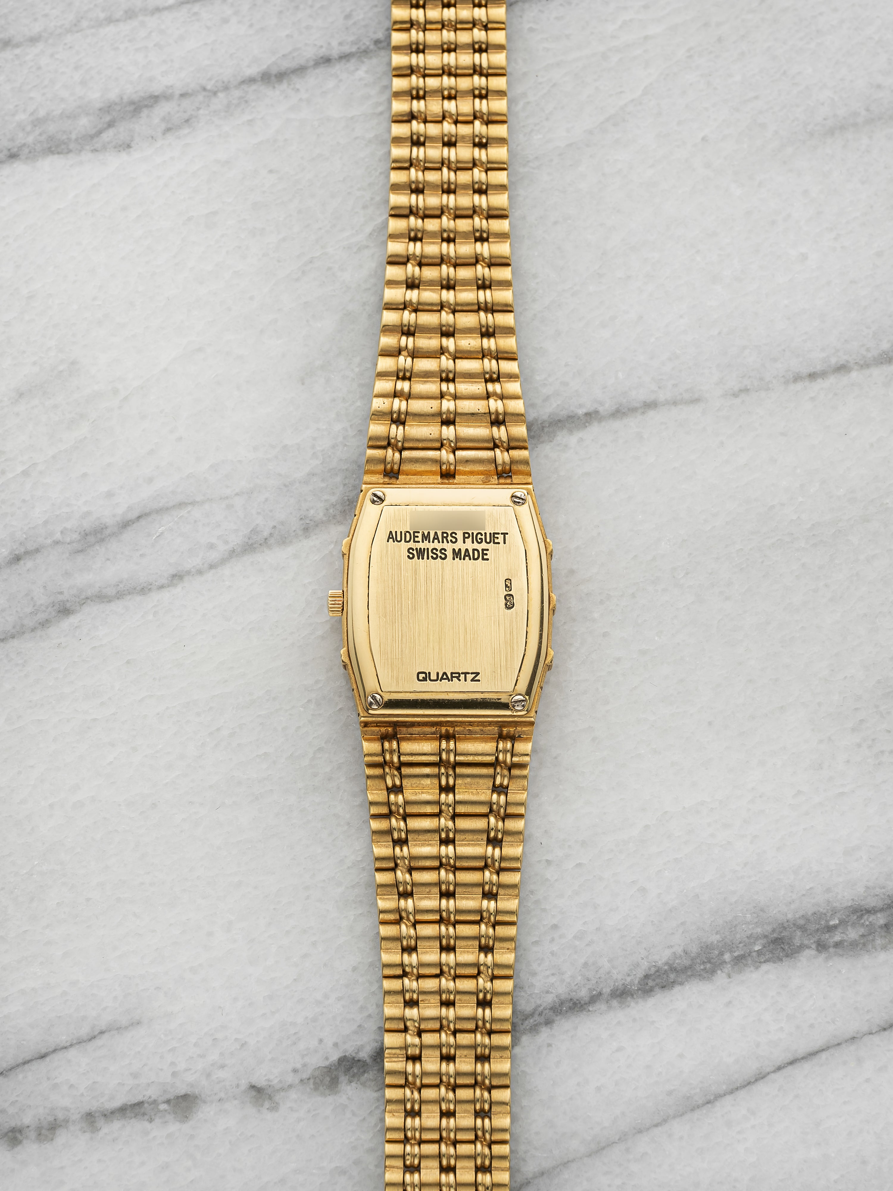 Vintage 1990s Audemars Piguet Ladies Bamboo 18K YG Diamond Emerald Dial 20mm