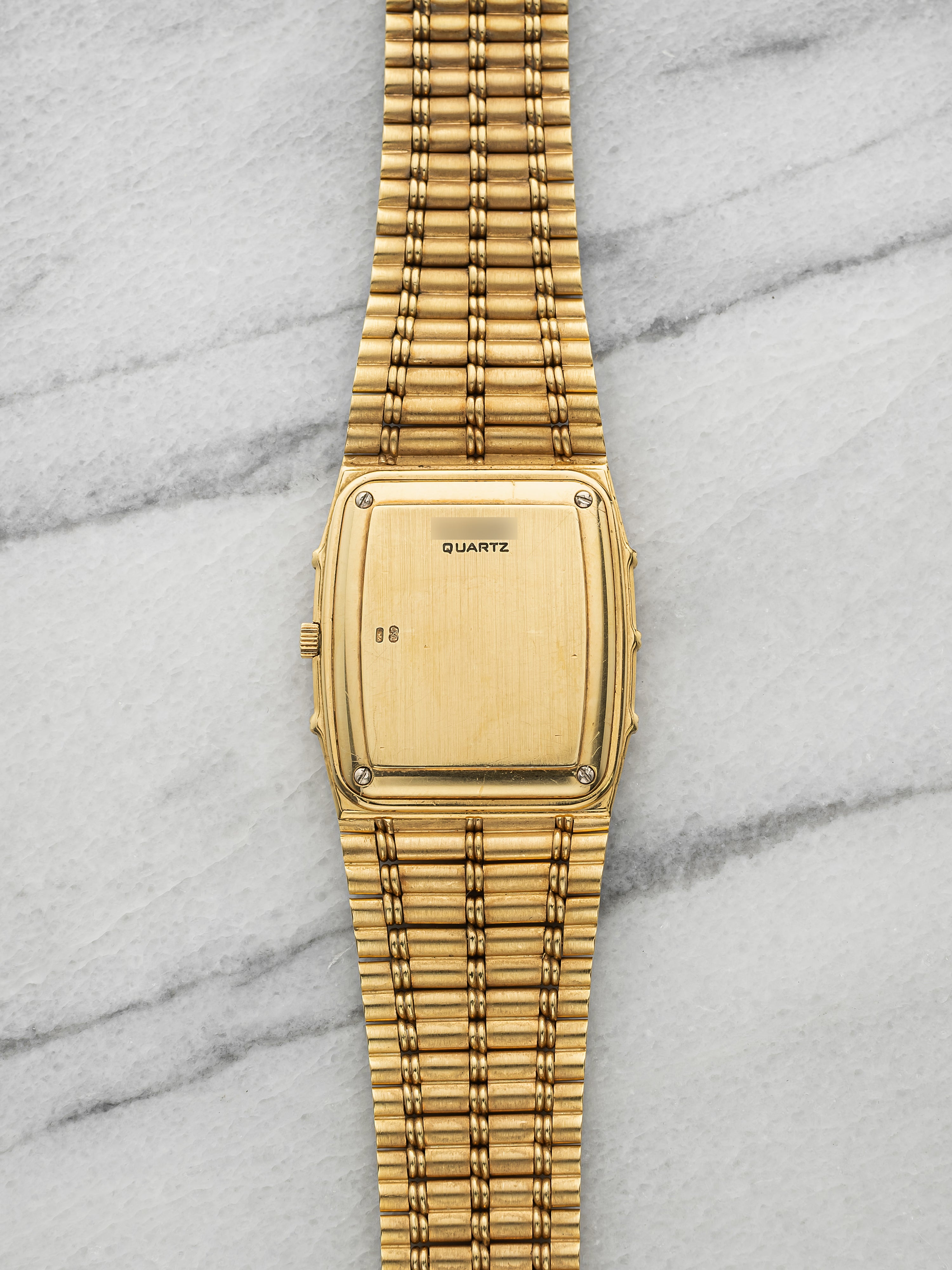 Vintage 1980s Audemars Piguet Bamboo 56205 18K YG Champagne Dot Dial Quartz 27mm