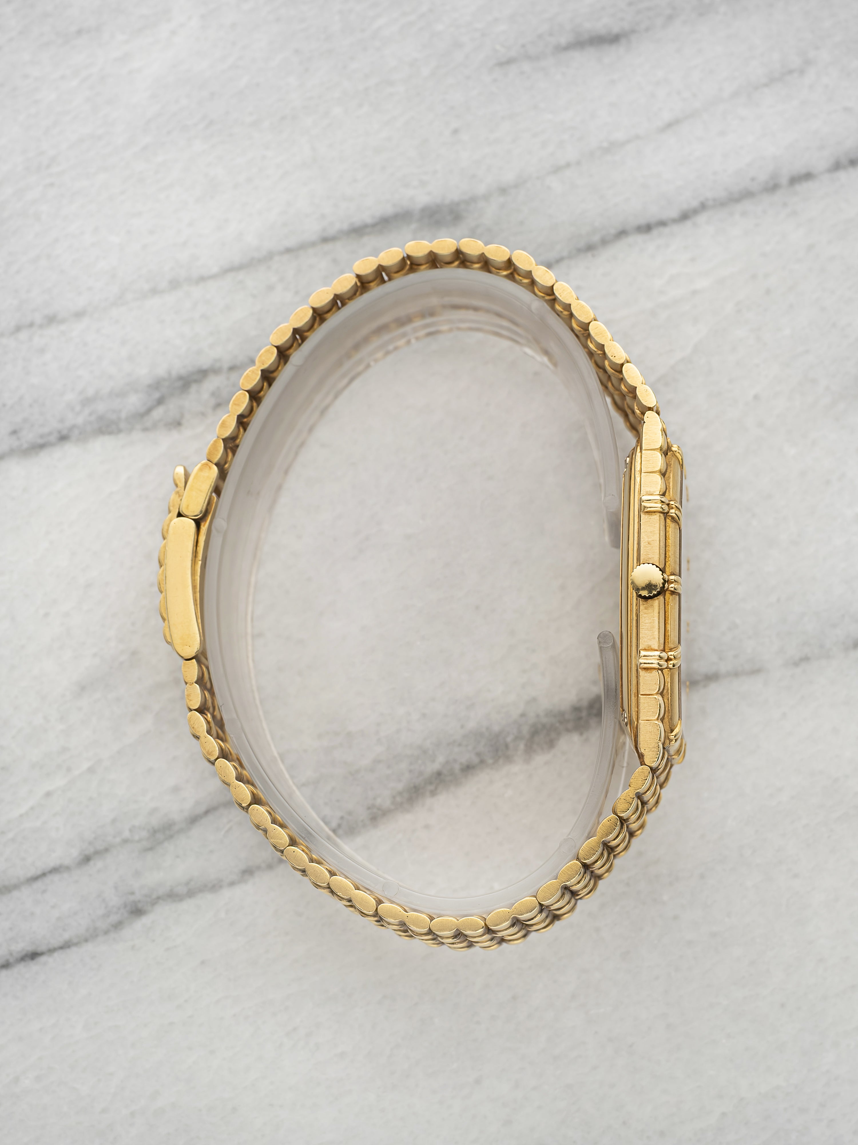 Vintage 1980s Audemars Piguet Bamboo 56205 18K YG Champagne Dot Dial Quartz 27mm