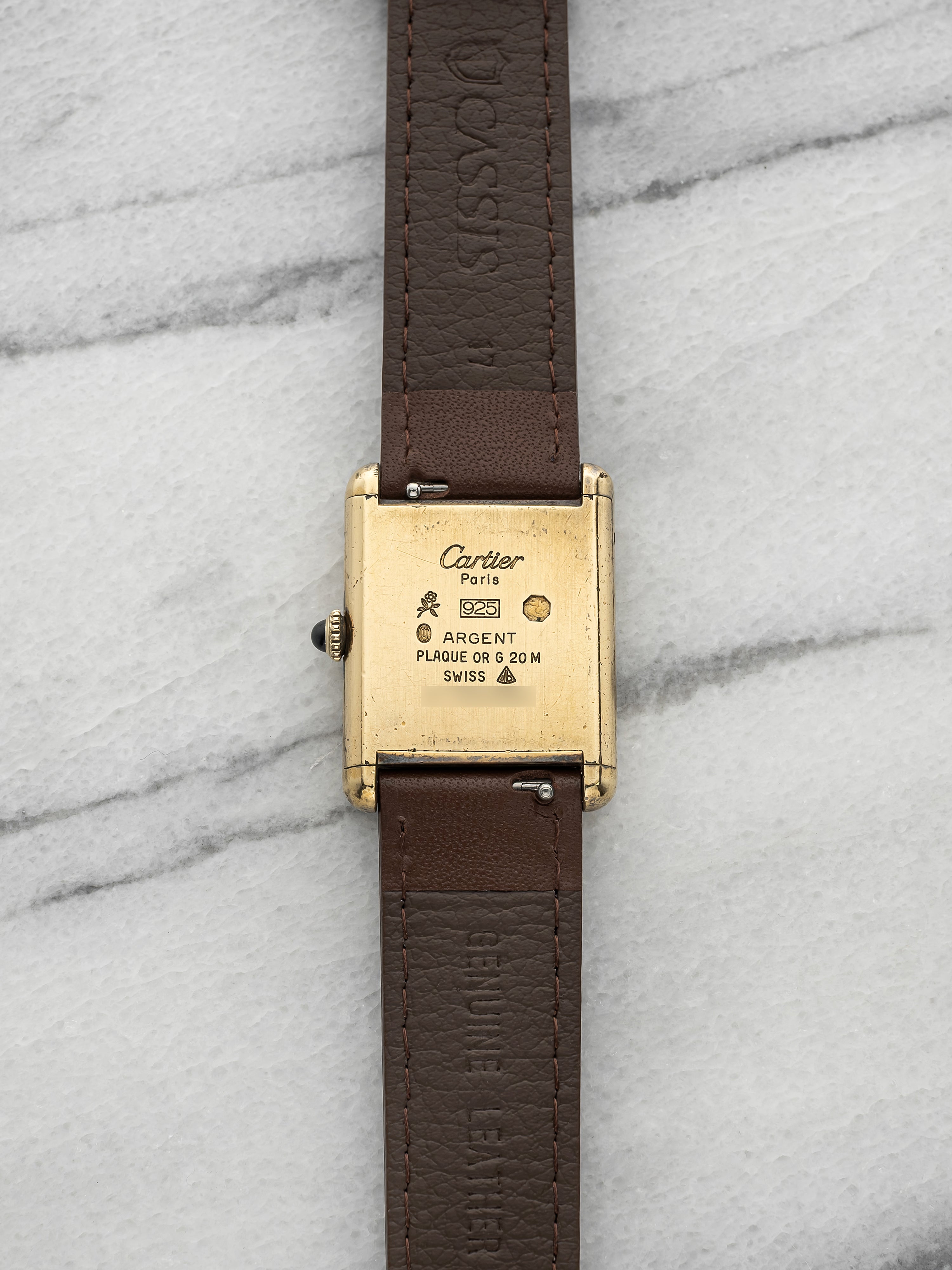 Vintage 1970s Cartier Must Tank Vermeil Brown Tortoise Dial Manual 23mm