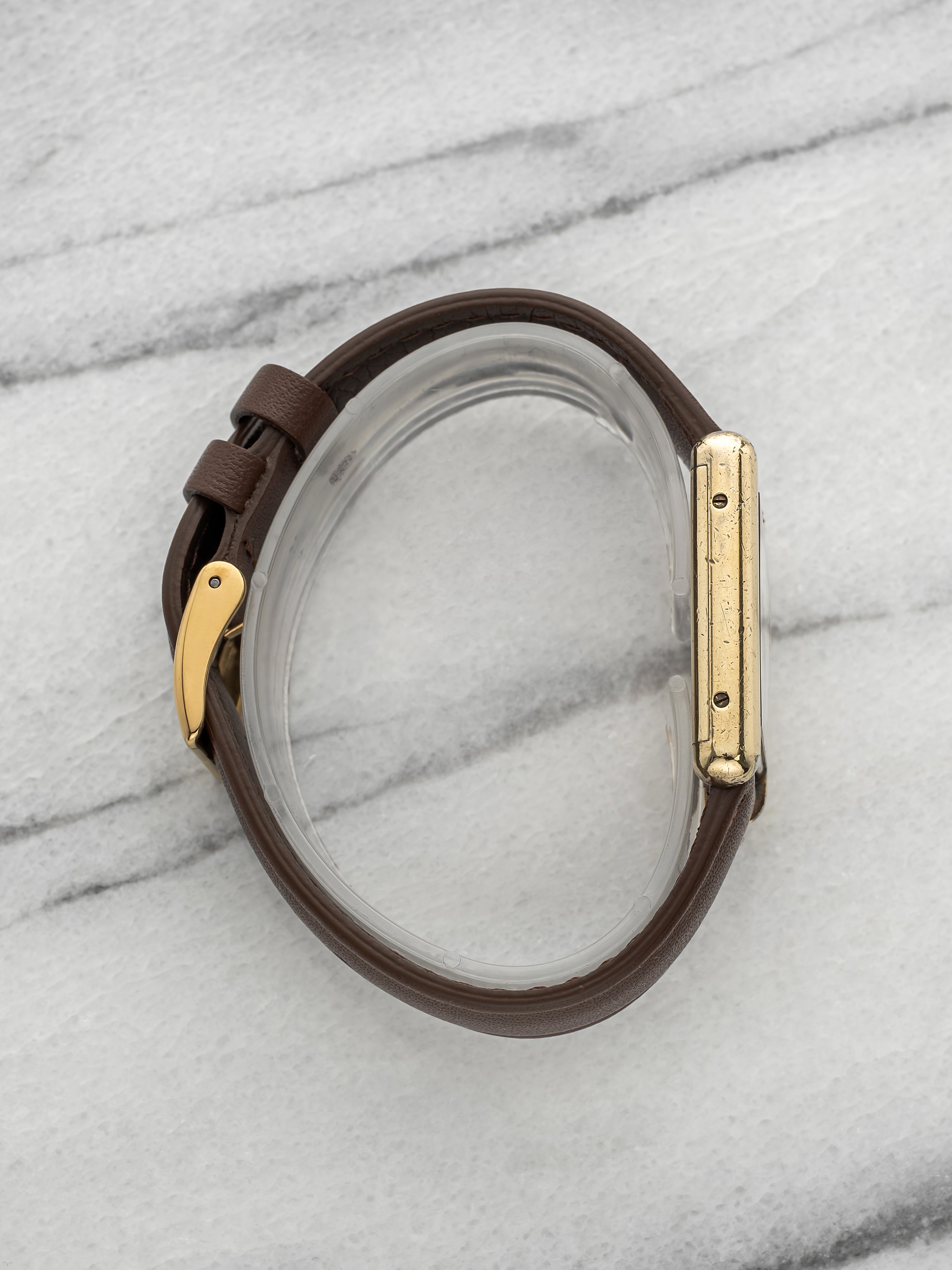 Vintage 1970s Cartier Must Tank Vermeil Brown Tortoise Dial Manual 23mm