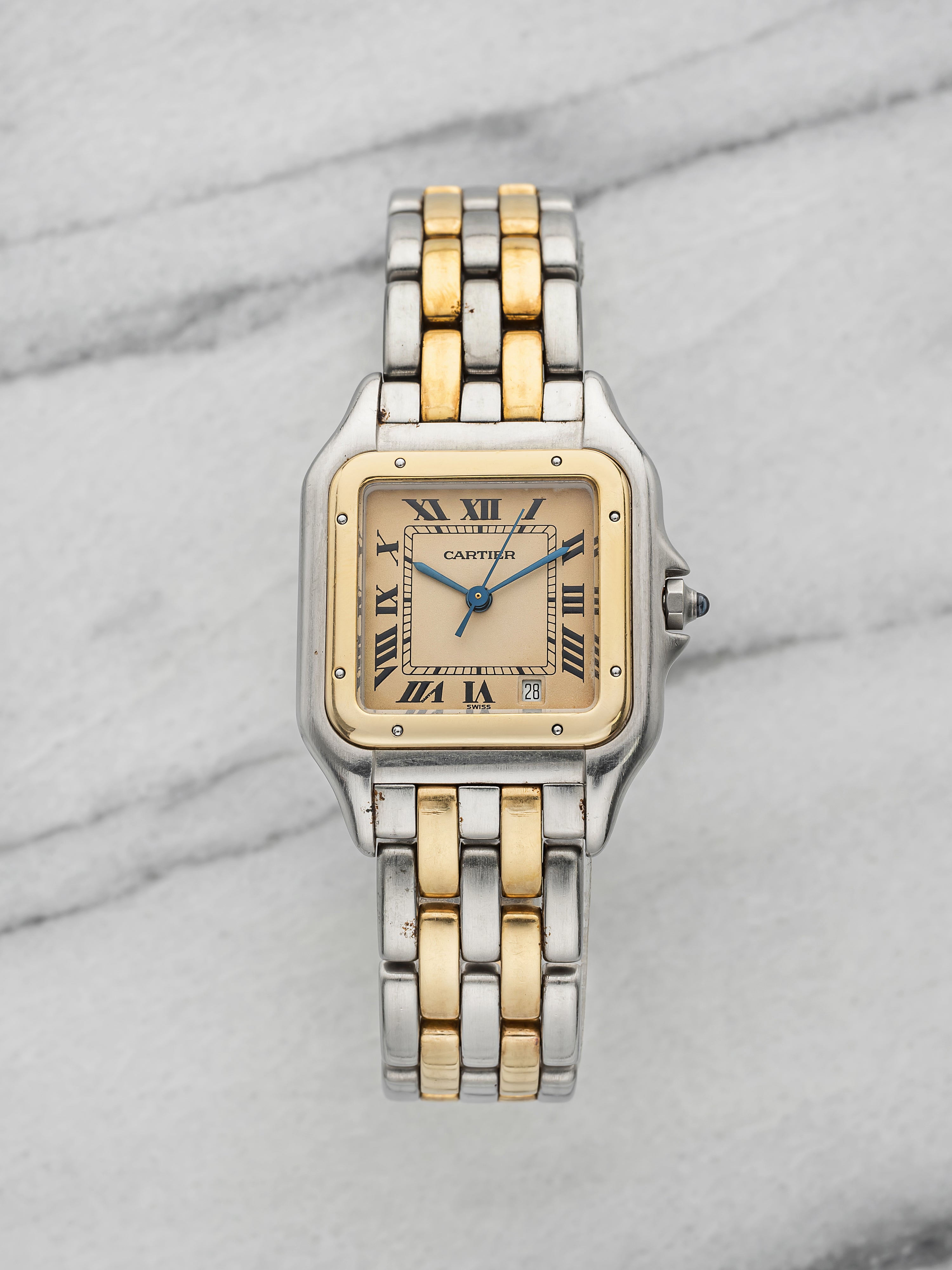Vintage 1990s Cartier Panthere 83949 Two-Tone Cream Roman Dial Quartz 27mm