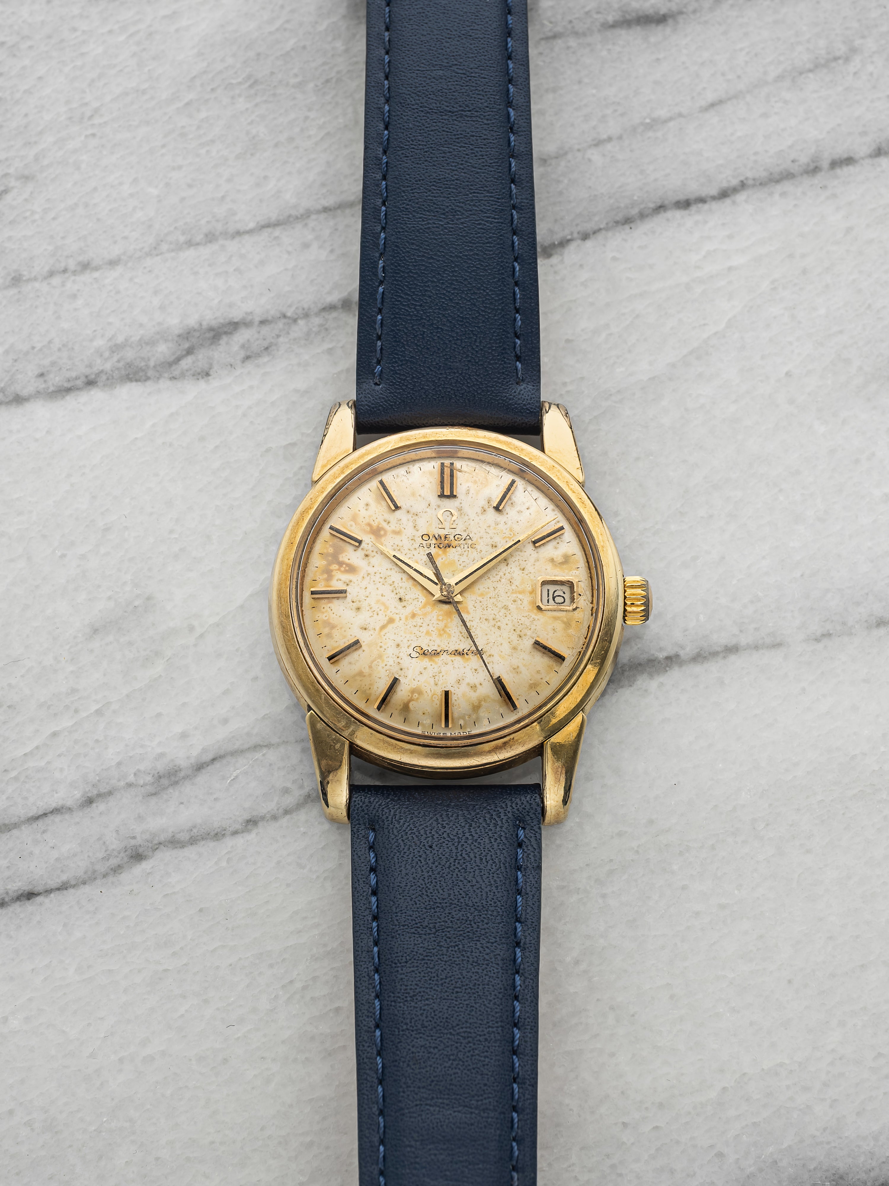 Vintage 1970s Omega Seamaster 2849 Gold Capped Silver Dial Auto 34mm