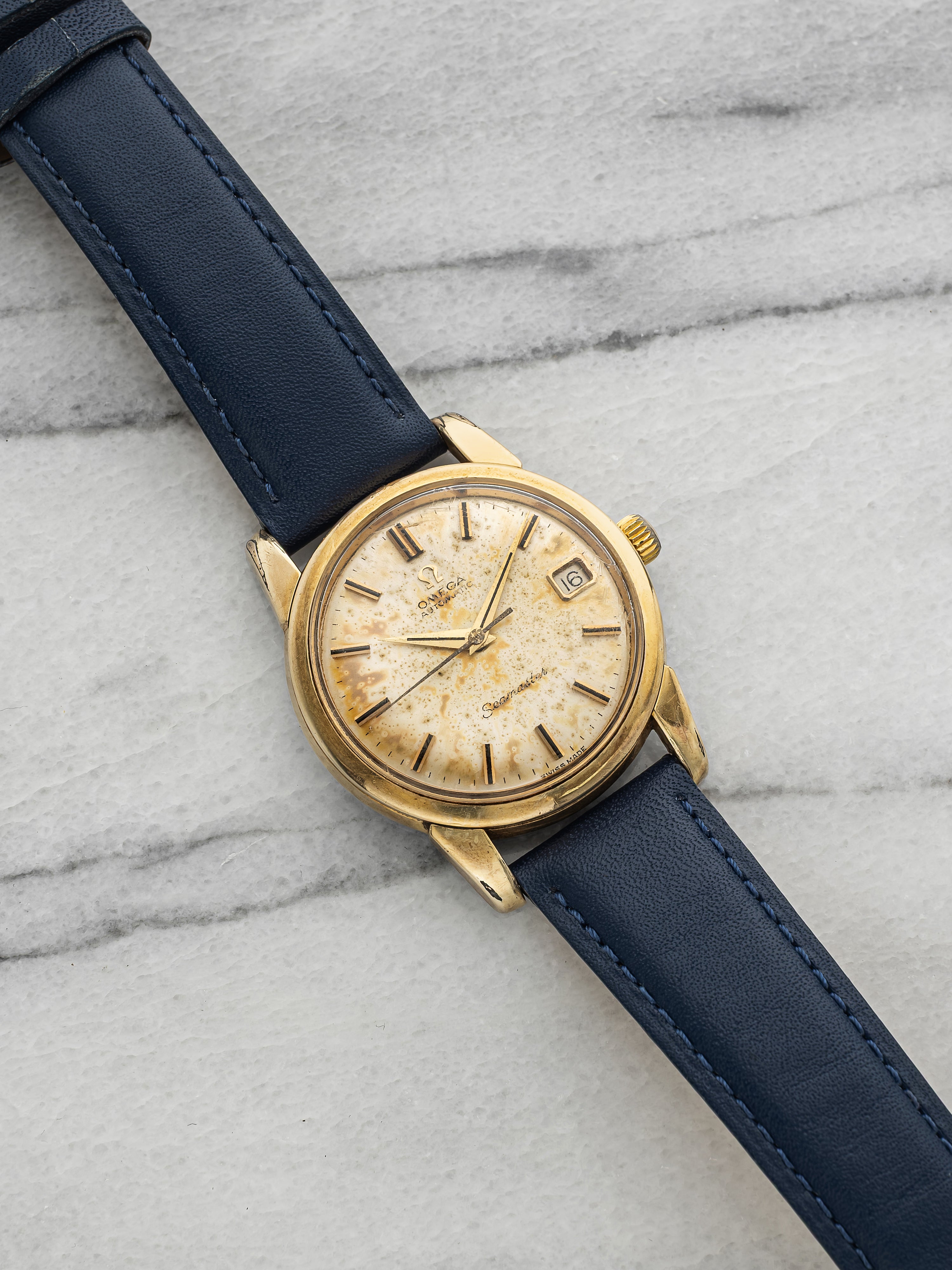 Vintage 1970s Omega Seamaster 2849 Gold Capped Silver Dial Auto 34mm
