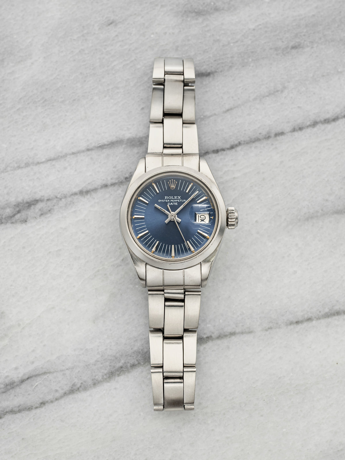 Vintage 1974 Rolex Lady Oyster Perpetual Date 6916 Steel Blue Dial Manual 28mm