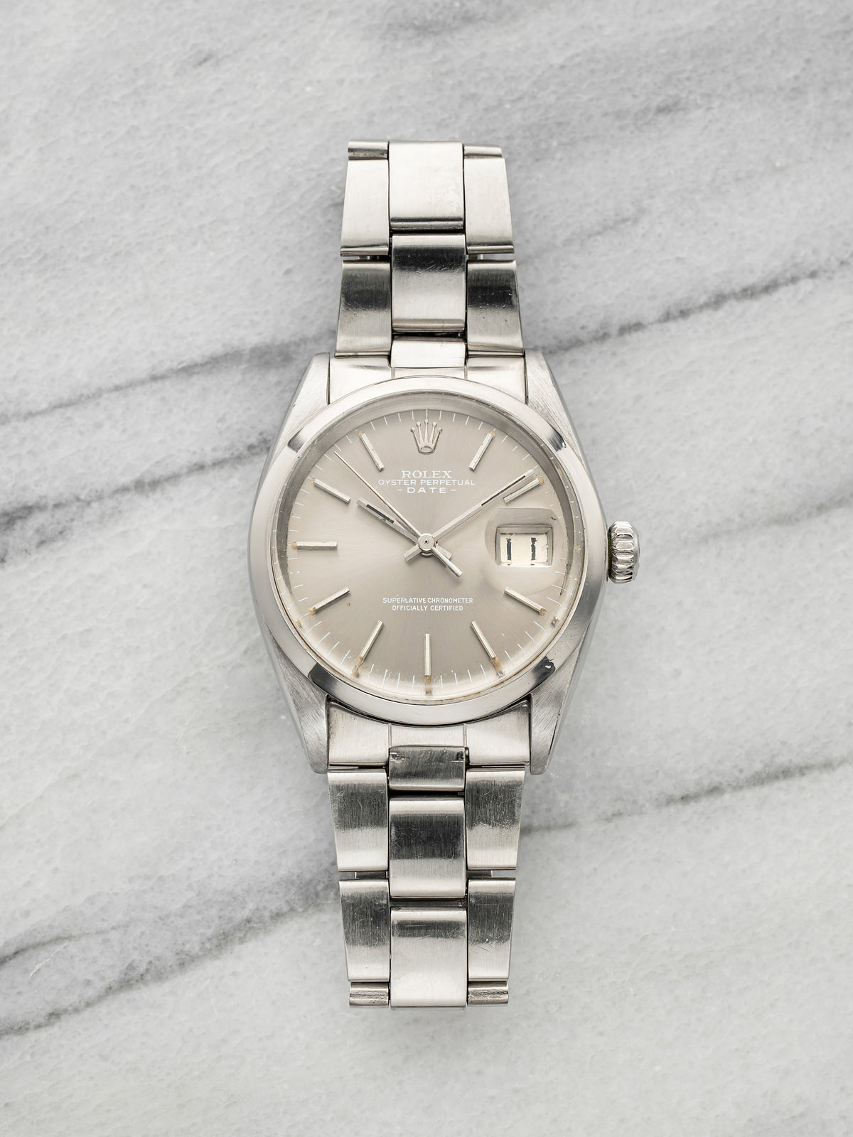 Vintage 1968 Rolex Oyster Perpetual Date 1500 Steel Grey Dial Auto 34mm