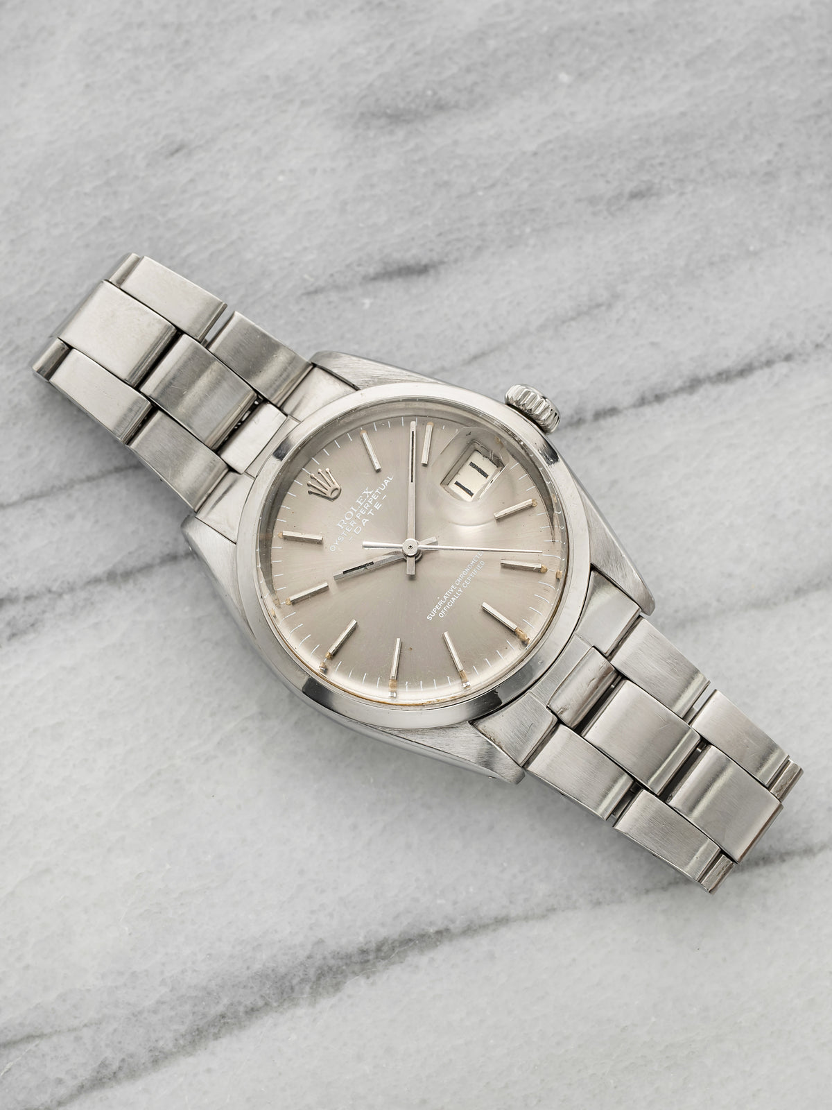 Vintage 1968 Rolex Oyster Perpetual Date 1500 Steel Grey Dial Auto 34mm