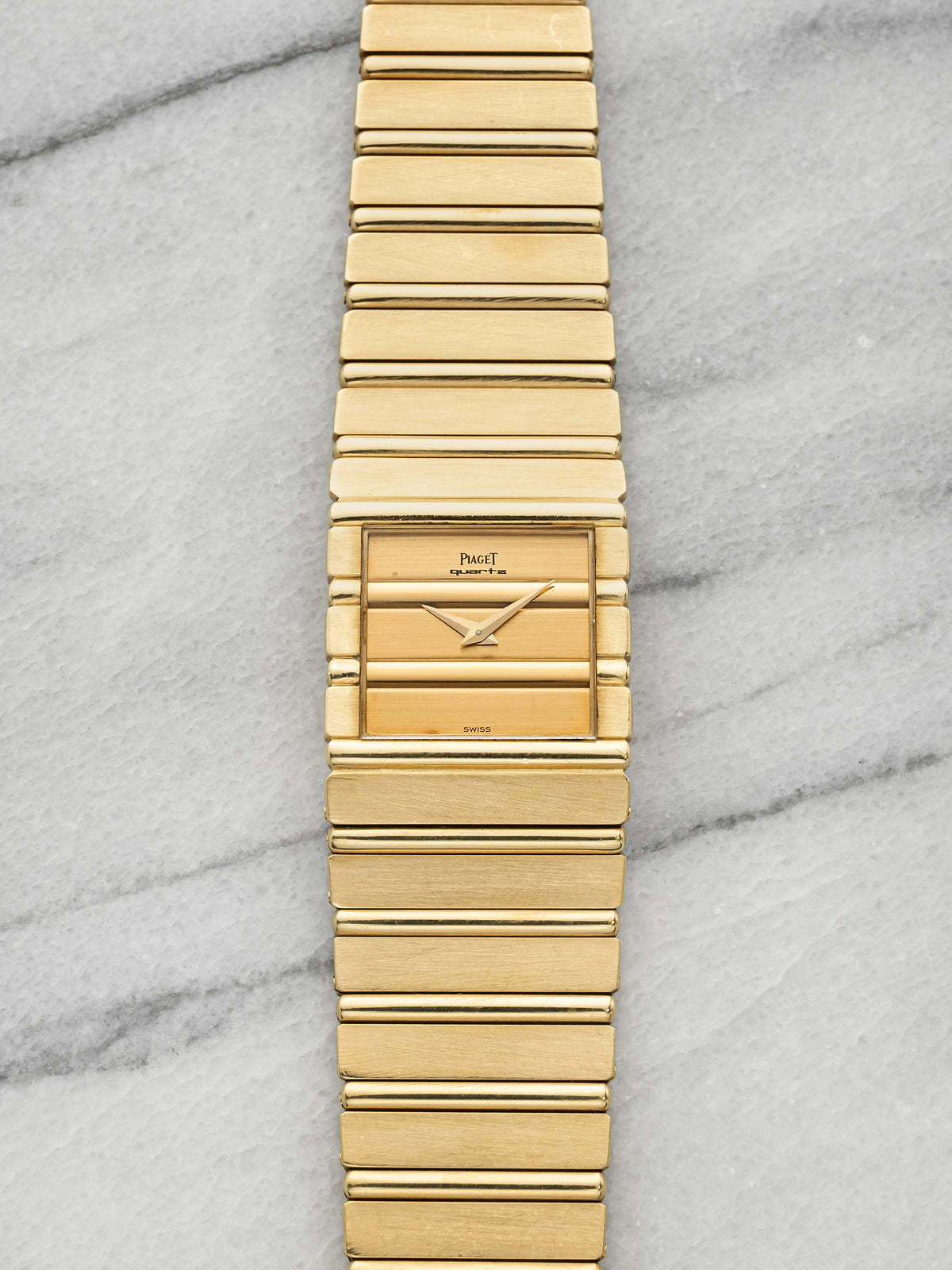 Vintage 1980s Piaget Polo 7131 C 701 18K YG Gadroon Dial Quartz 25mm