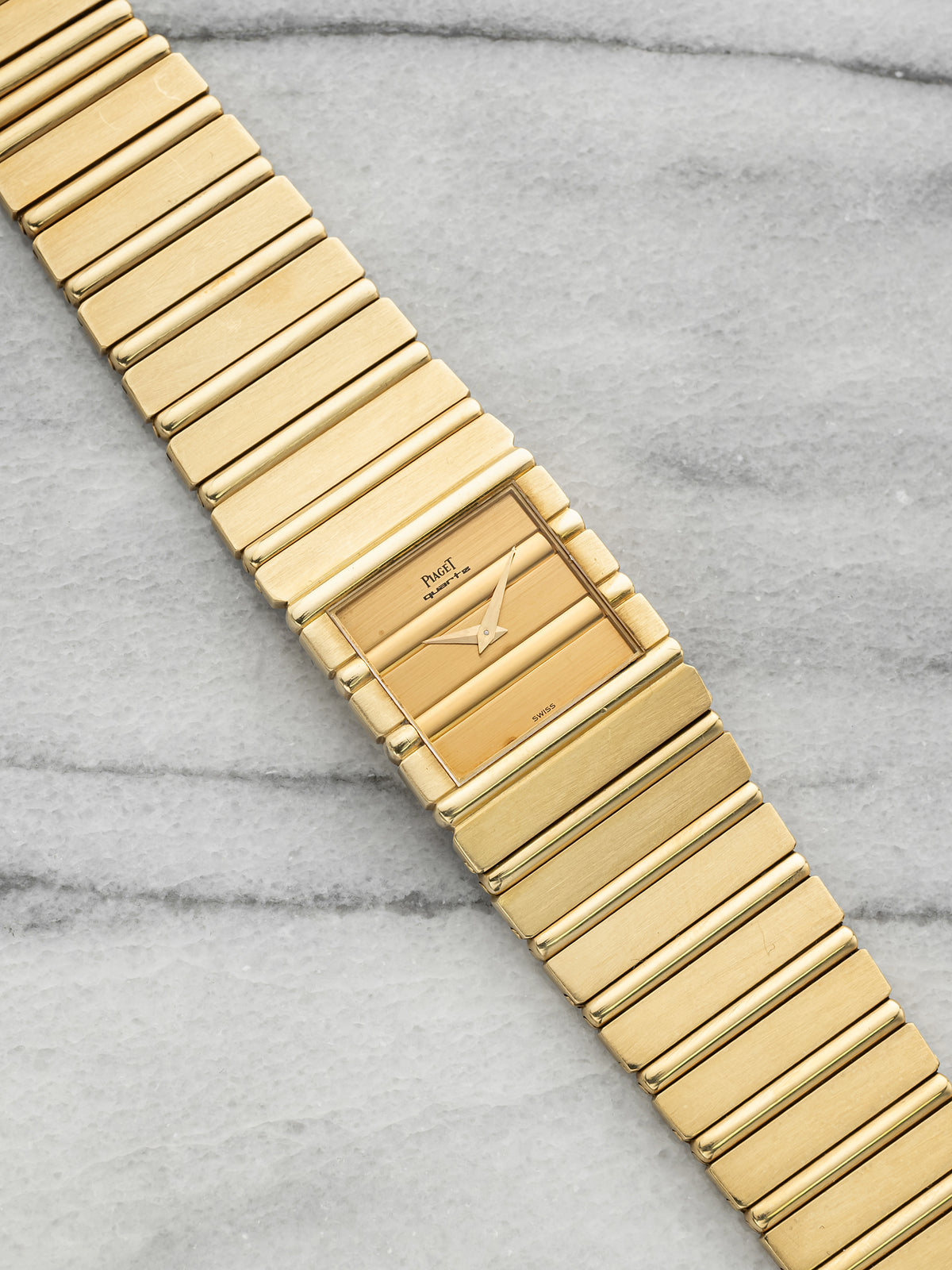 Vintage 1980s Piaget Polo 7131 C 701 18K YG Gadroon Dial Quartz 25mm
