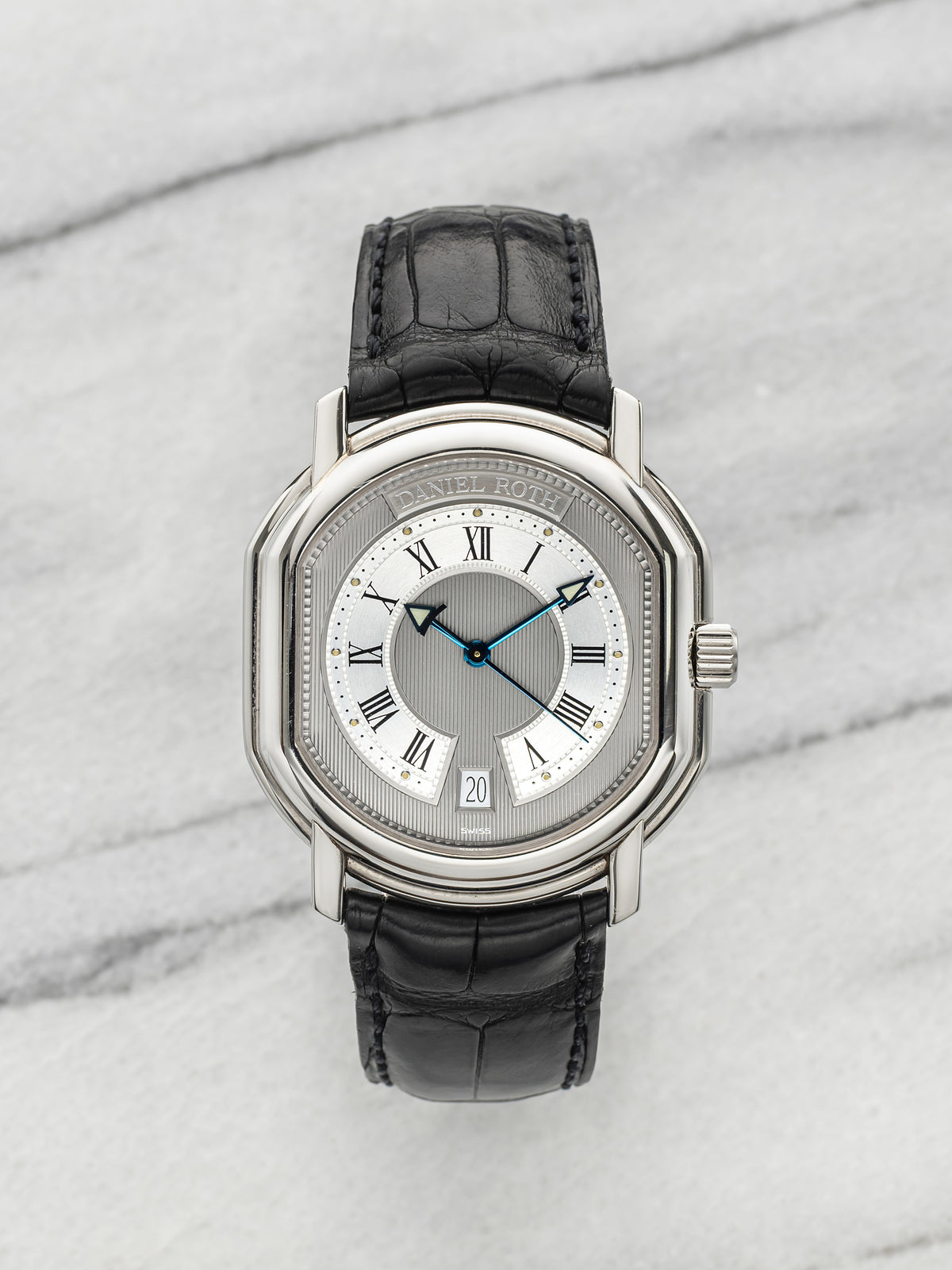 Vintage 1990s Daniel Roth Le Sentier S177 Steel Grey Guilloche Dial Auto 25mm