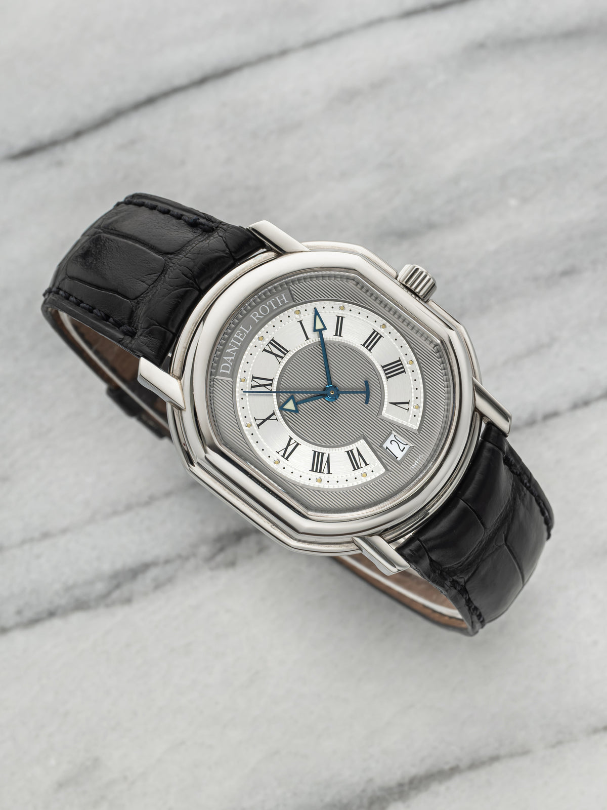 Vintage 1990s Daniel Roth Le Sentier S177 Steel Grey Guilloche Dial Auto 25mm