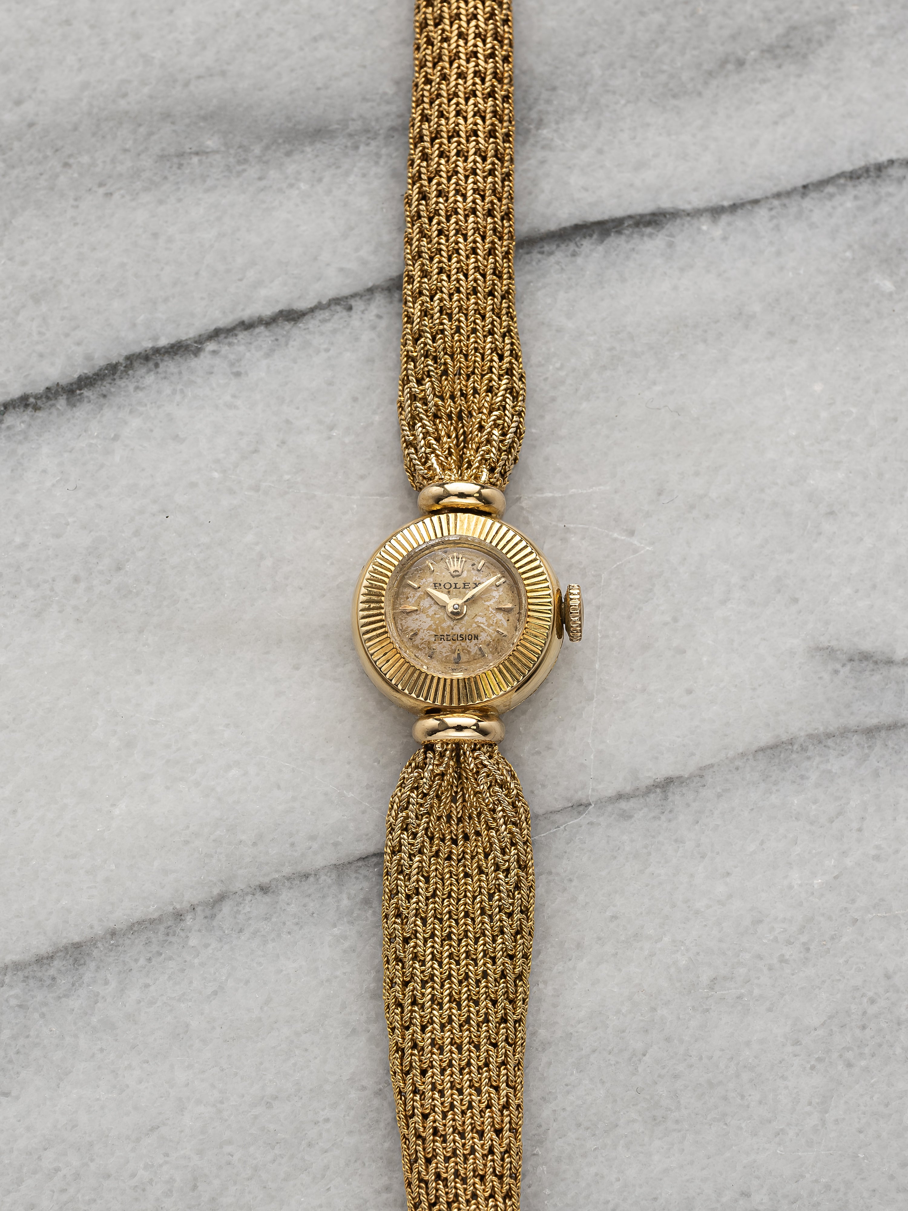 Rolex Ladies Integrated Bracelet – 18K Gold Patina White Dial