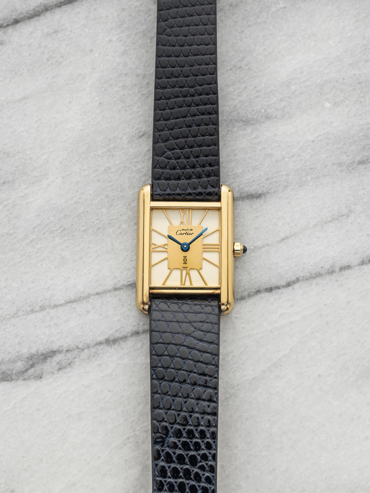 Vintage 1970s Cartier Lady Must de Cartier Tank 366001 Vermeil White Dial 20mm