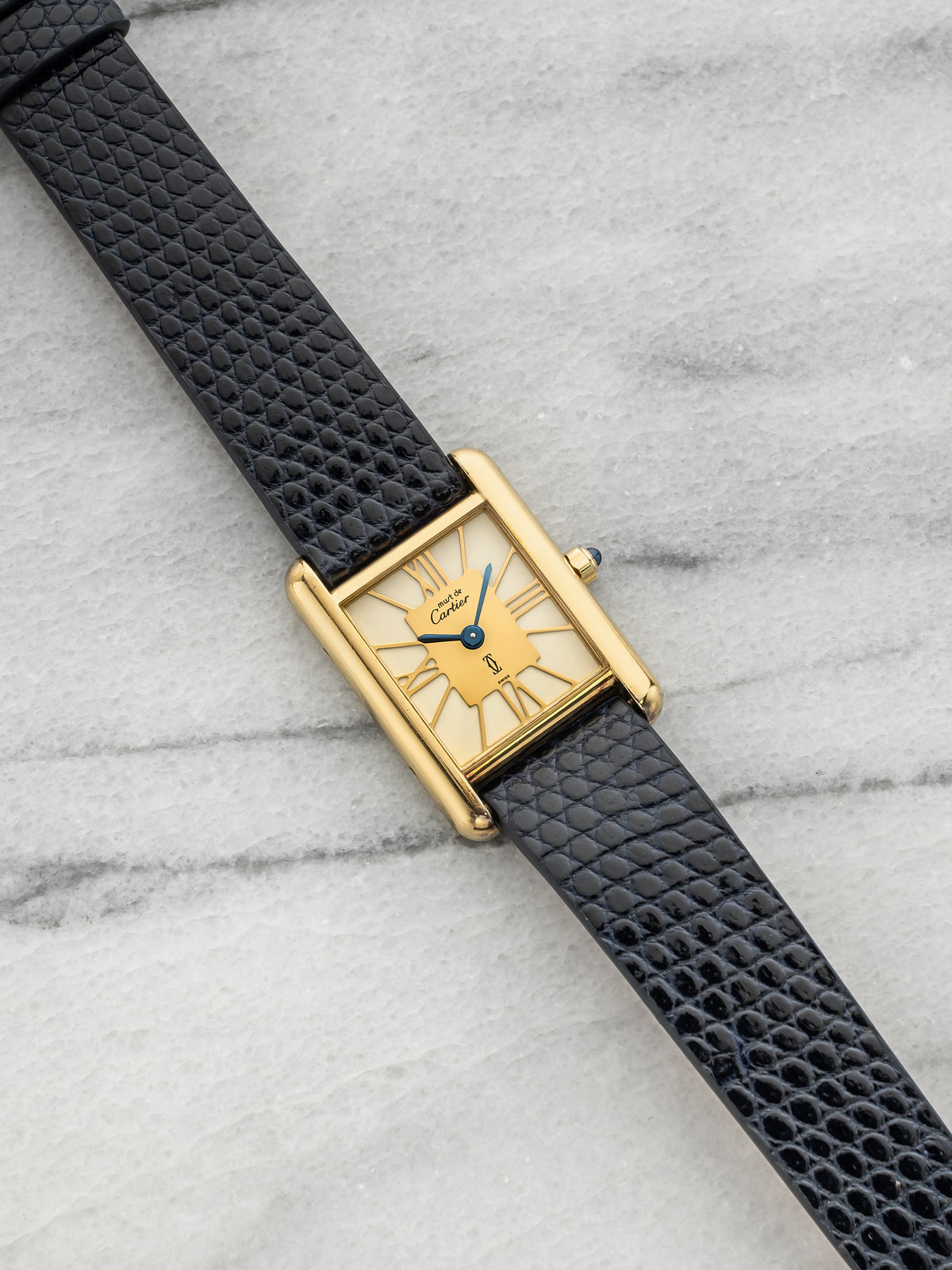 Vintage 1970s Cartier Lady Must de Cartier Tank 366001 Vermeil White Dial 20mm