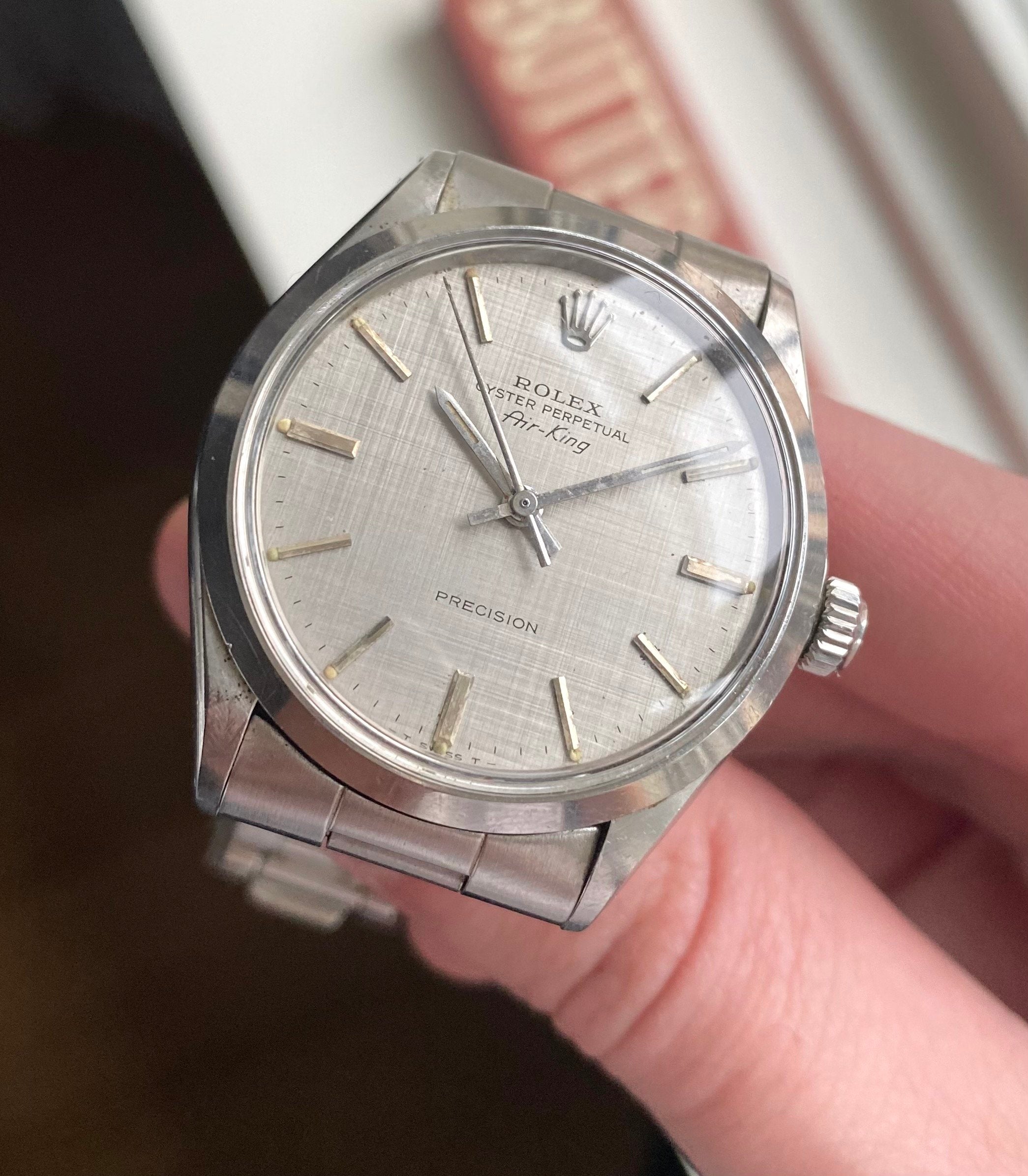 Rolex Air King ref. 5500 — Silver Linen Dial