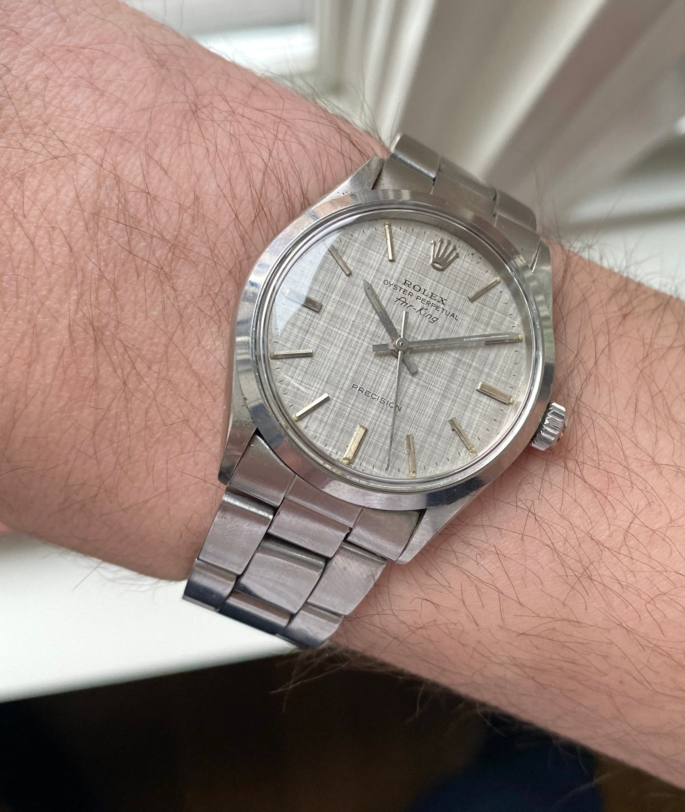 Rolex Air King ref. 5500 — Silver Linen Dial