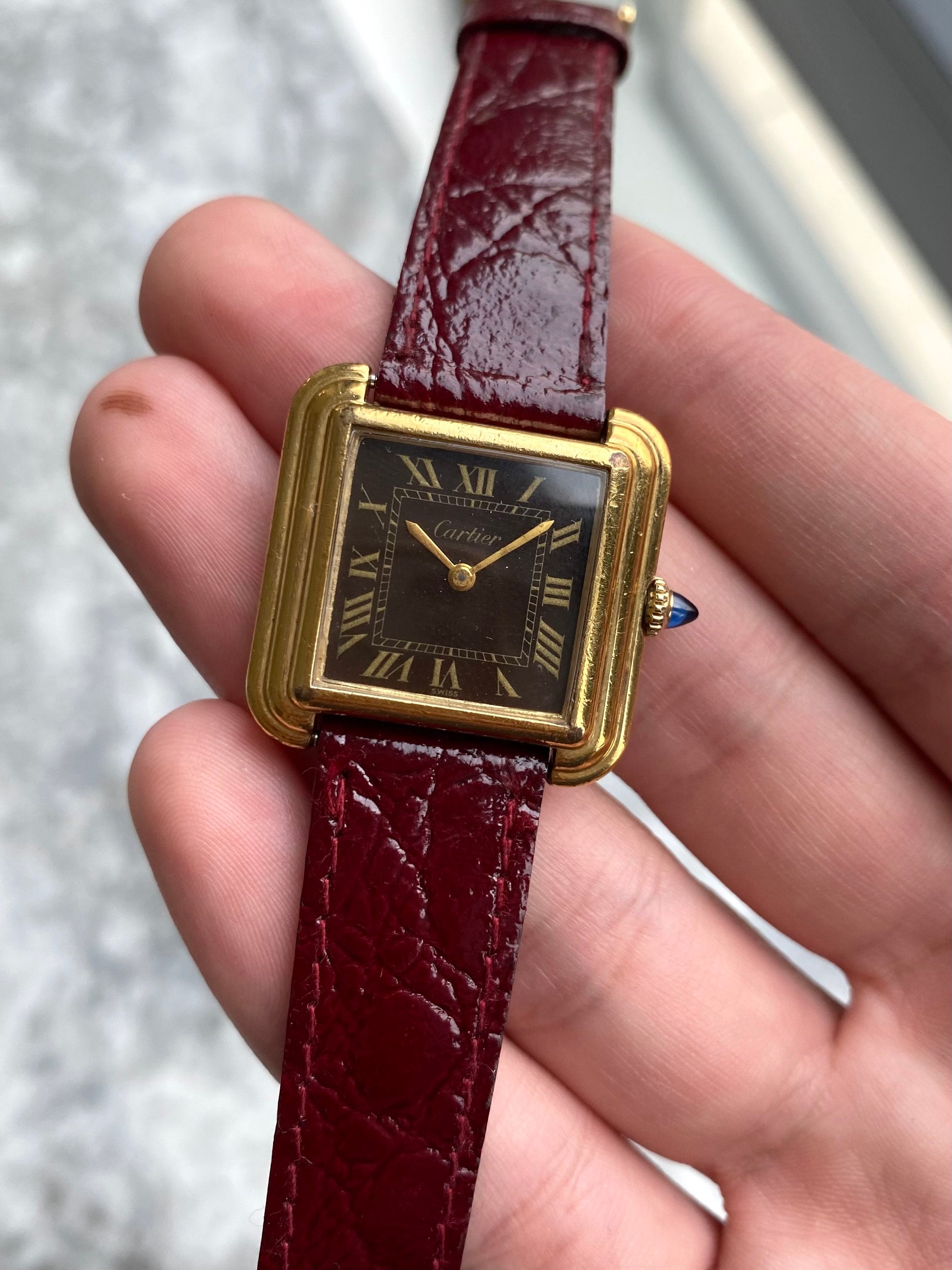 Cartier Stepped Case - Brown Roman Numerals.