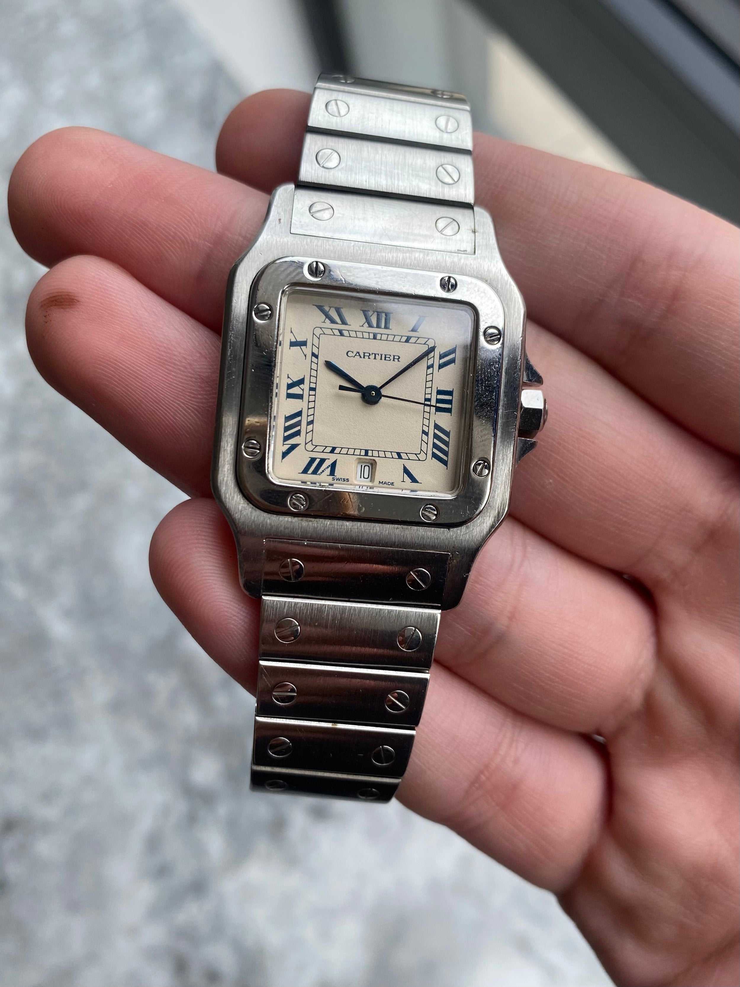 Cartier Santos Galbee - Blue Roman Numerals.