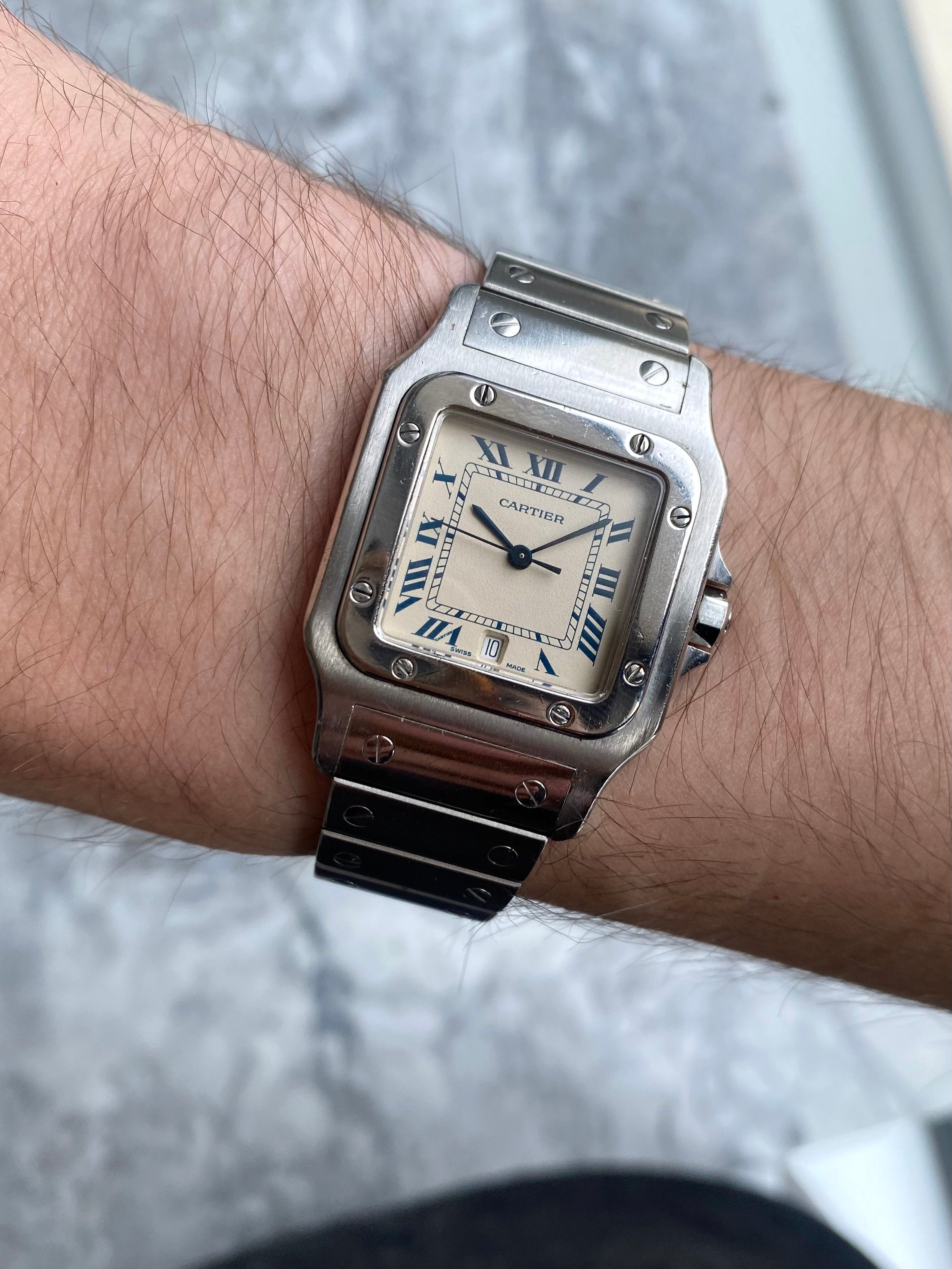 Cartier Santos Galbee - Blue Roman Numerals.