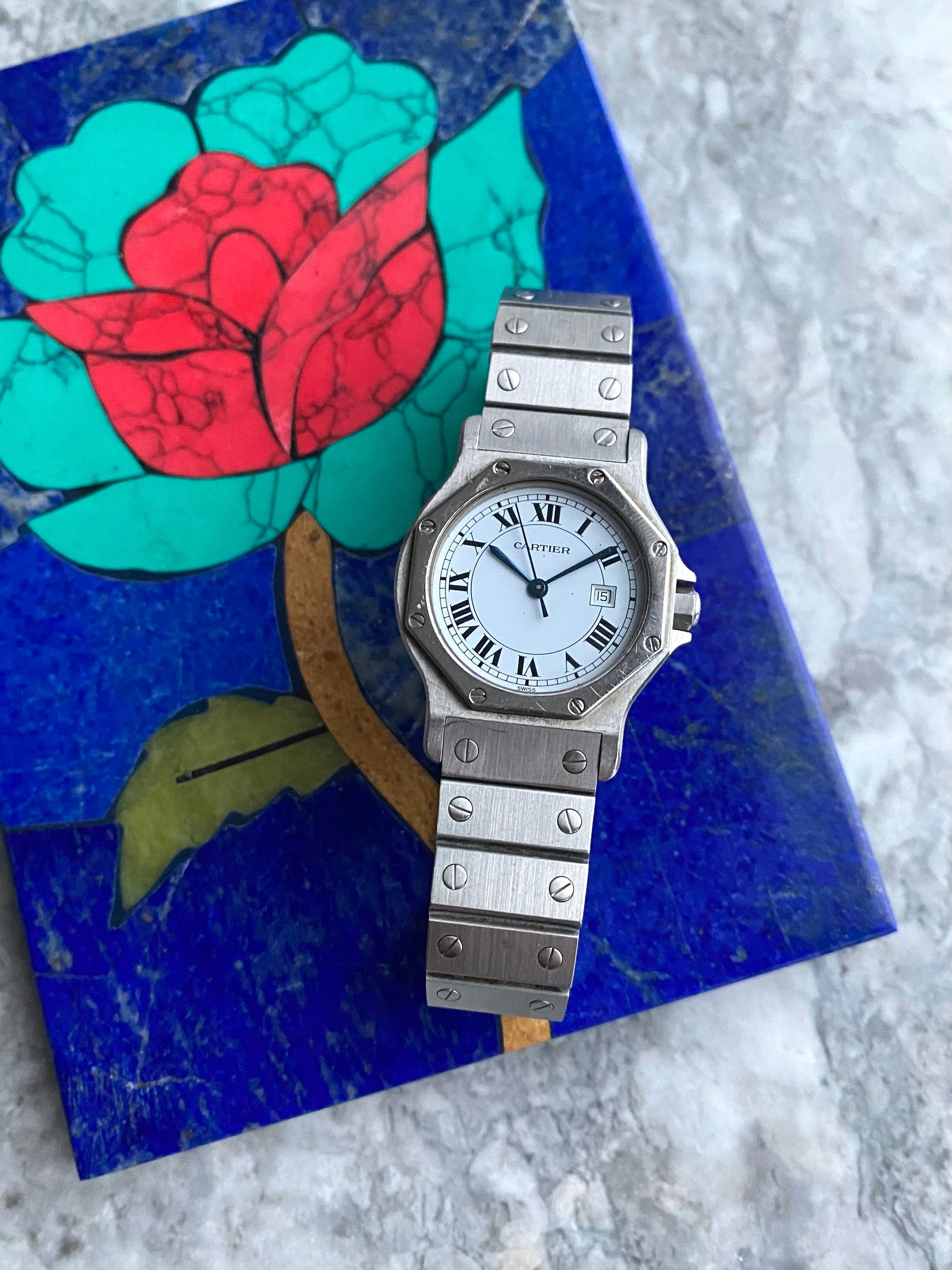 Cartier Octagon - White Roman Numerals.