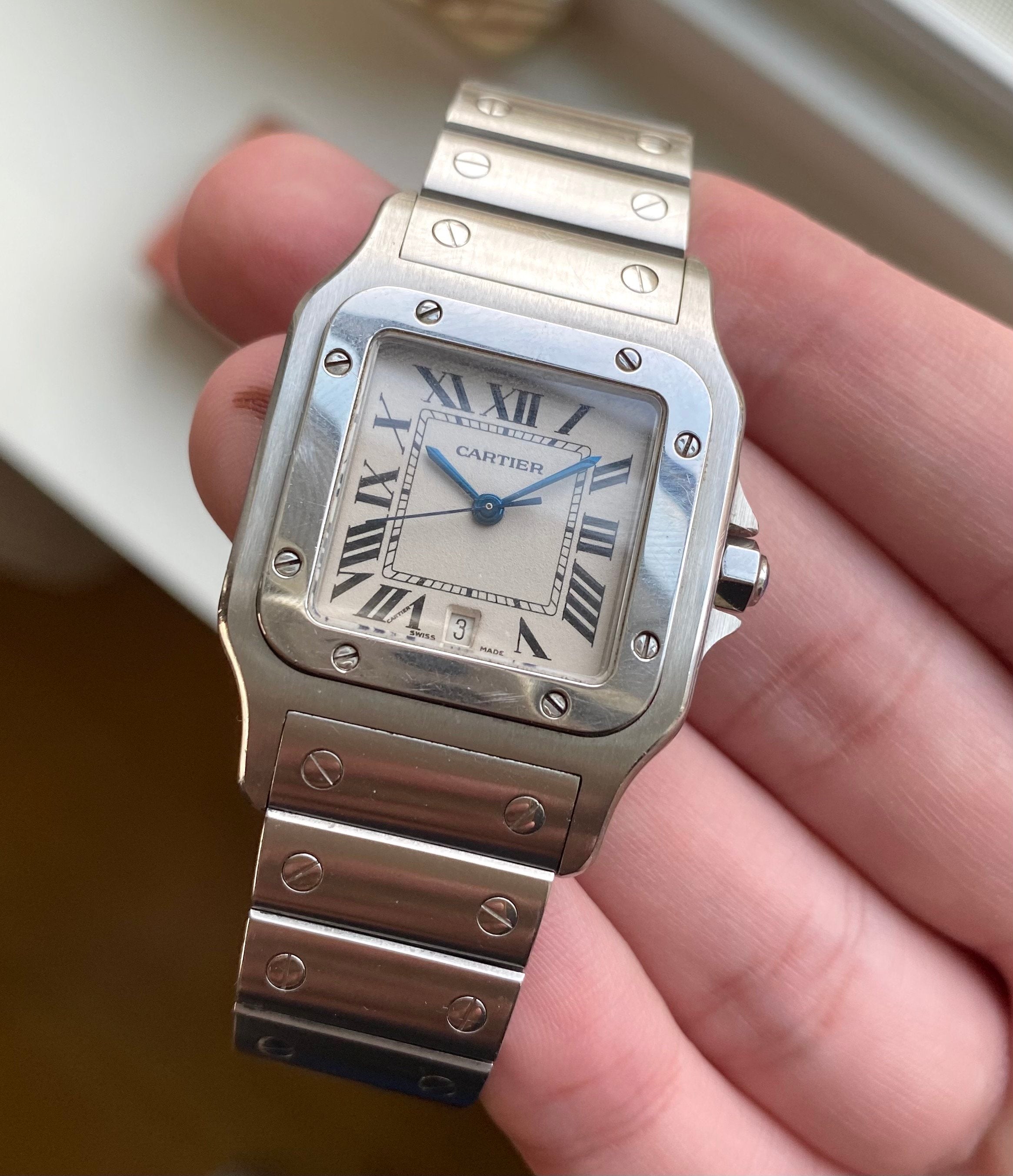 Cartier Santos Galbée ref. 1564 — Silver Roman Numeral Dial
