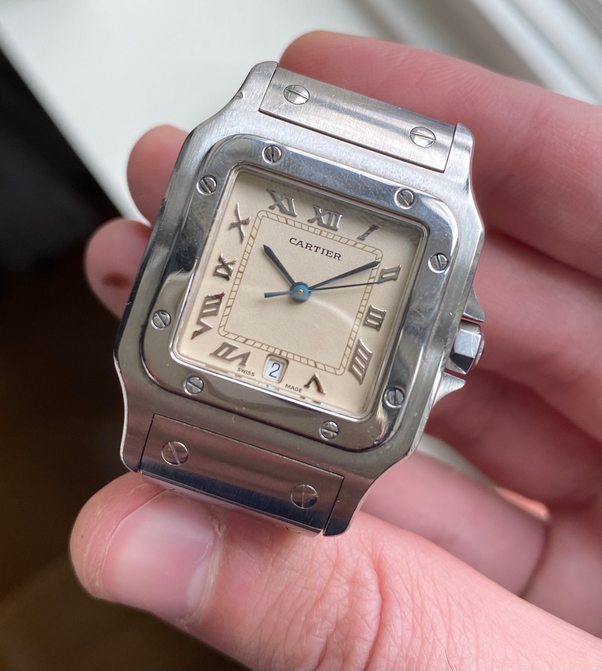 Cartier Santos — Cream Roman Numerals