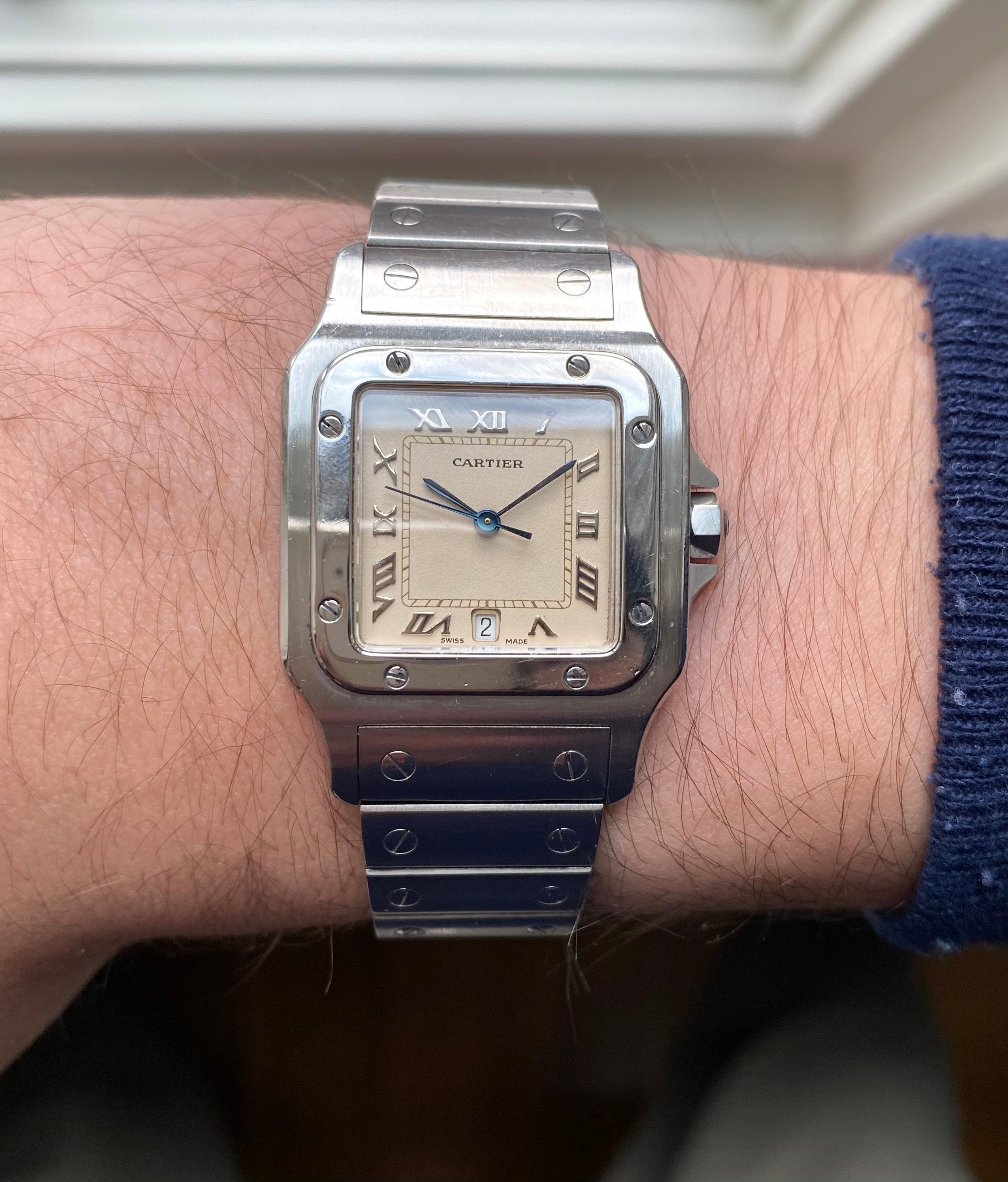 Cartier Santos — Cream Roman Numerals