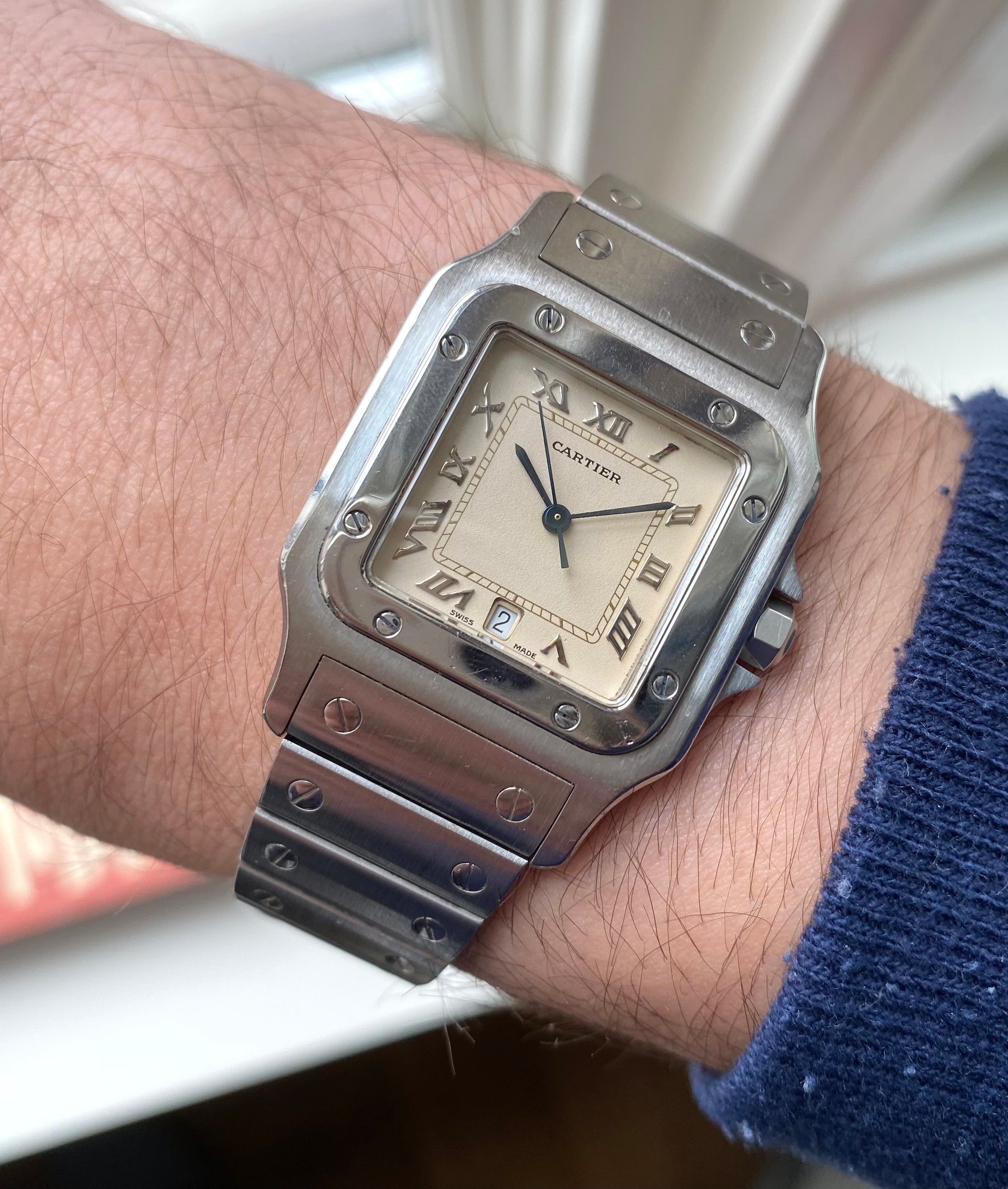 Cartier Santos — Cream Roman Numerals