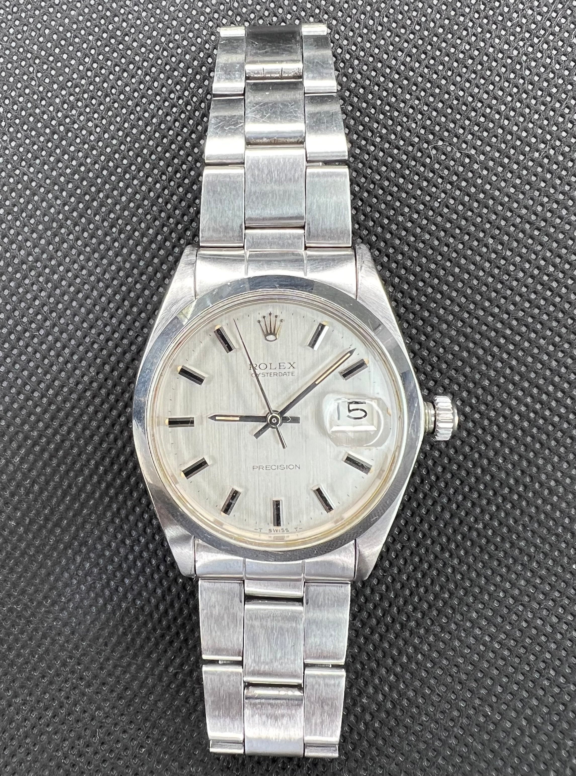 Rolex Oysterdate Precision Ref 6694 Vintage Manual Wind Silver Dial Steel 34mm Case
