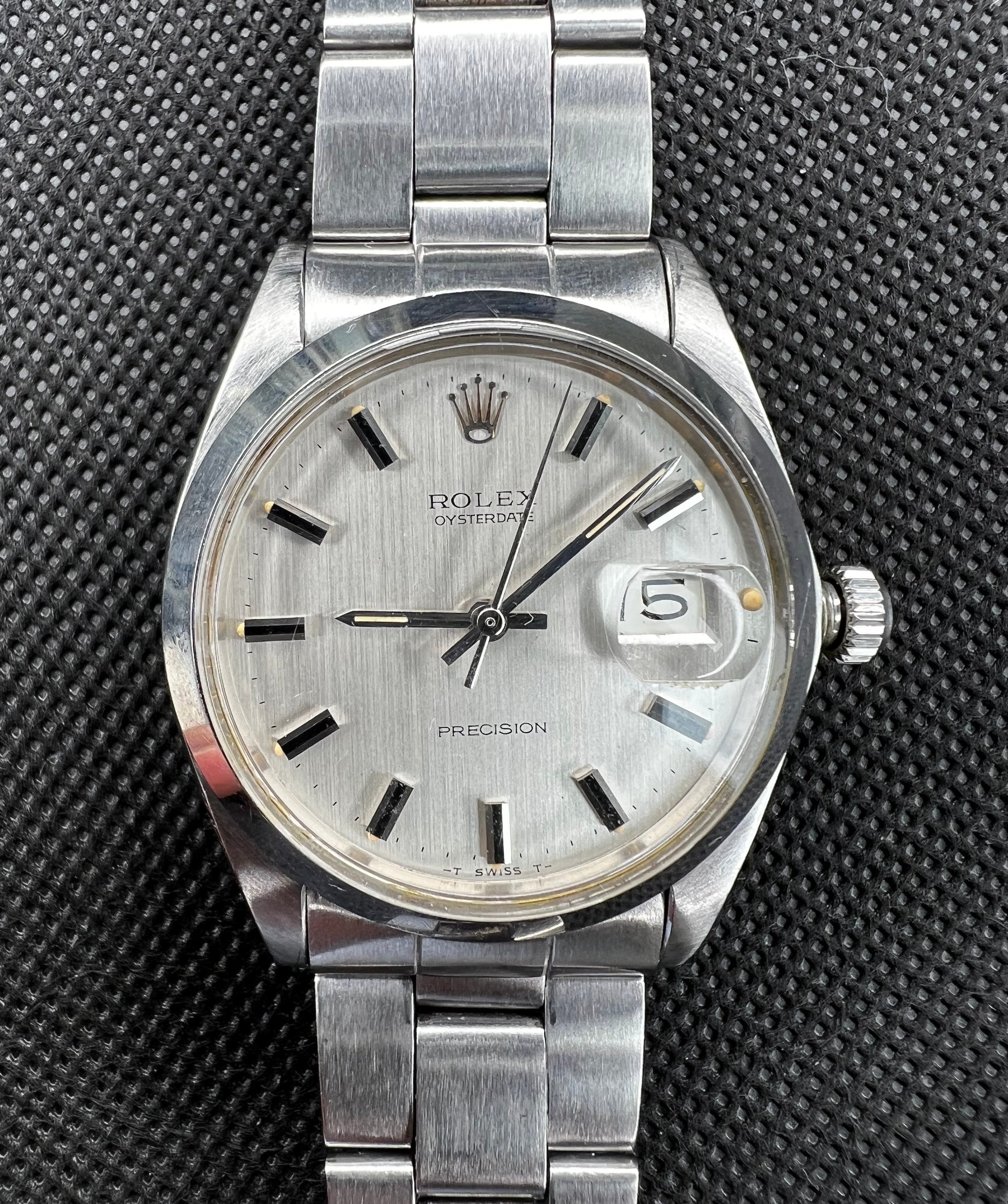 Rolex Oysterdate Precision Ref 6694 Vintage Manual Wind Silver Dial Steel 34mm Case