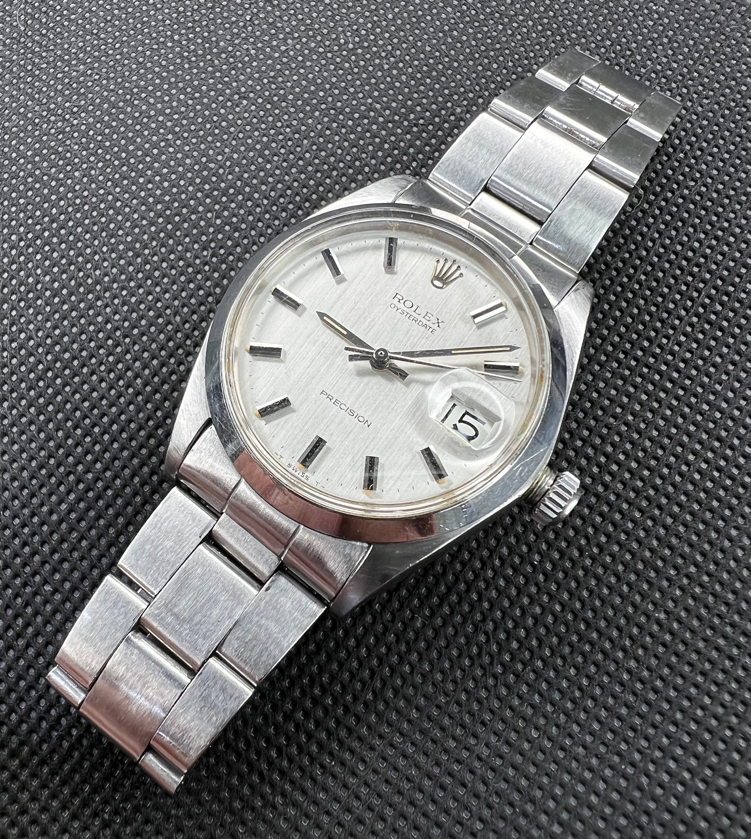 Rolex Oysterdate Precision Ref 6694 Vintage Manual Wind Silver Dial Steel 34mm Case