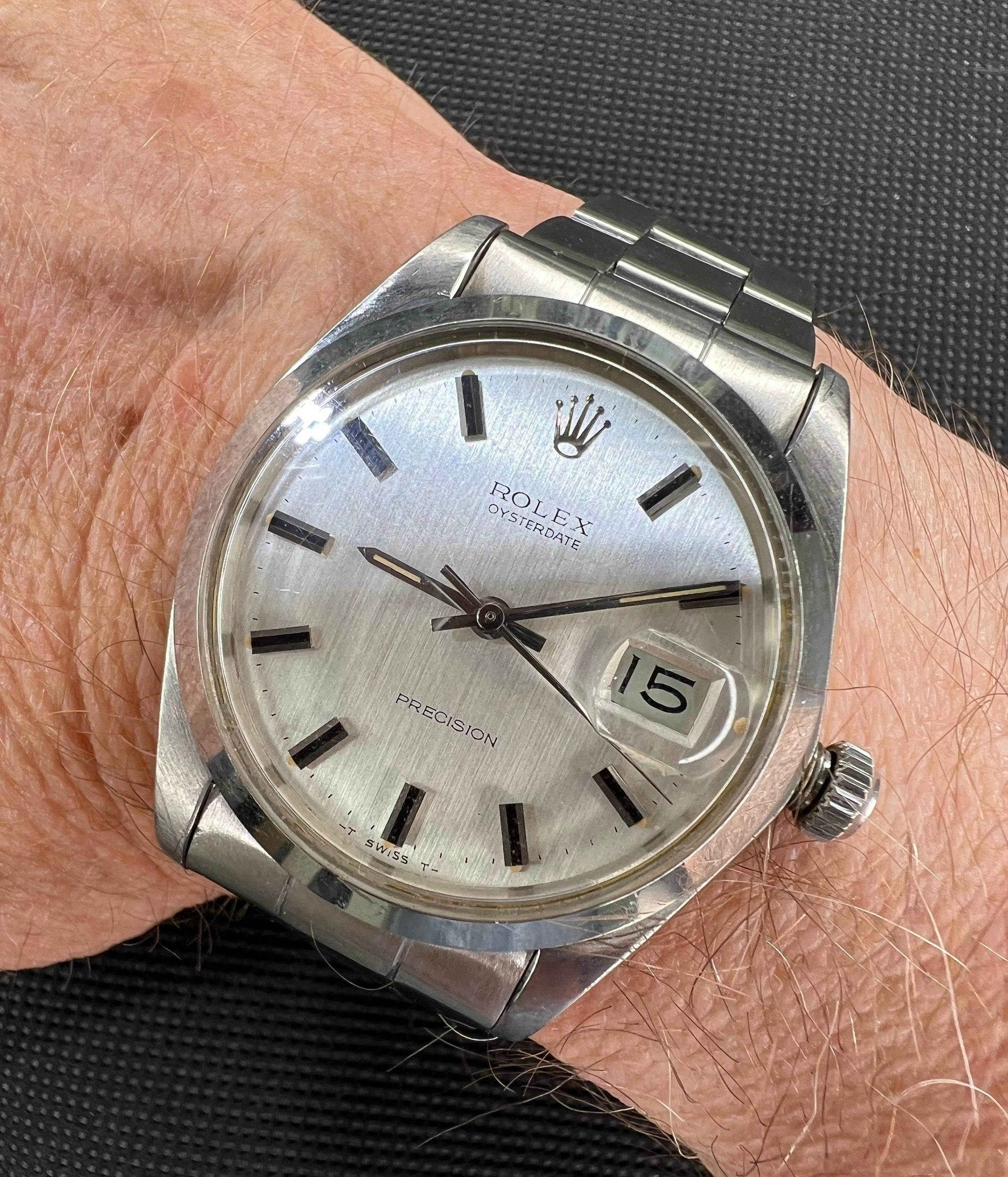 Rolex Oysterdate Precision Ref 6694 Vintage Manual Wind Silver Dial Steel 34mm Case