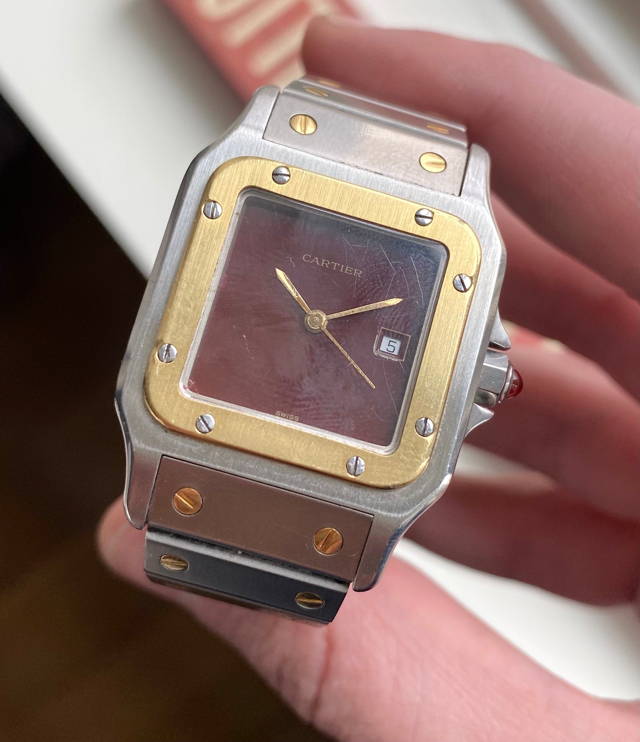 Cartier Santos — Two-tone Red Dial