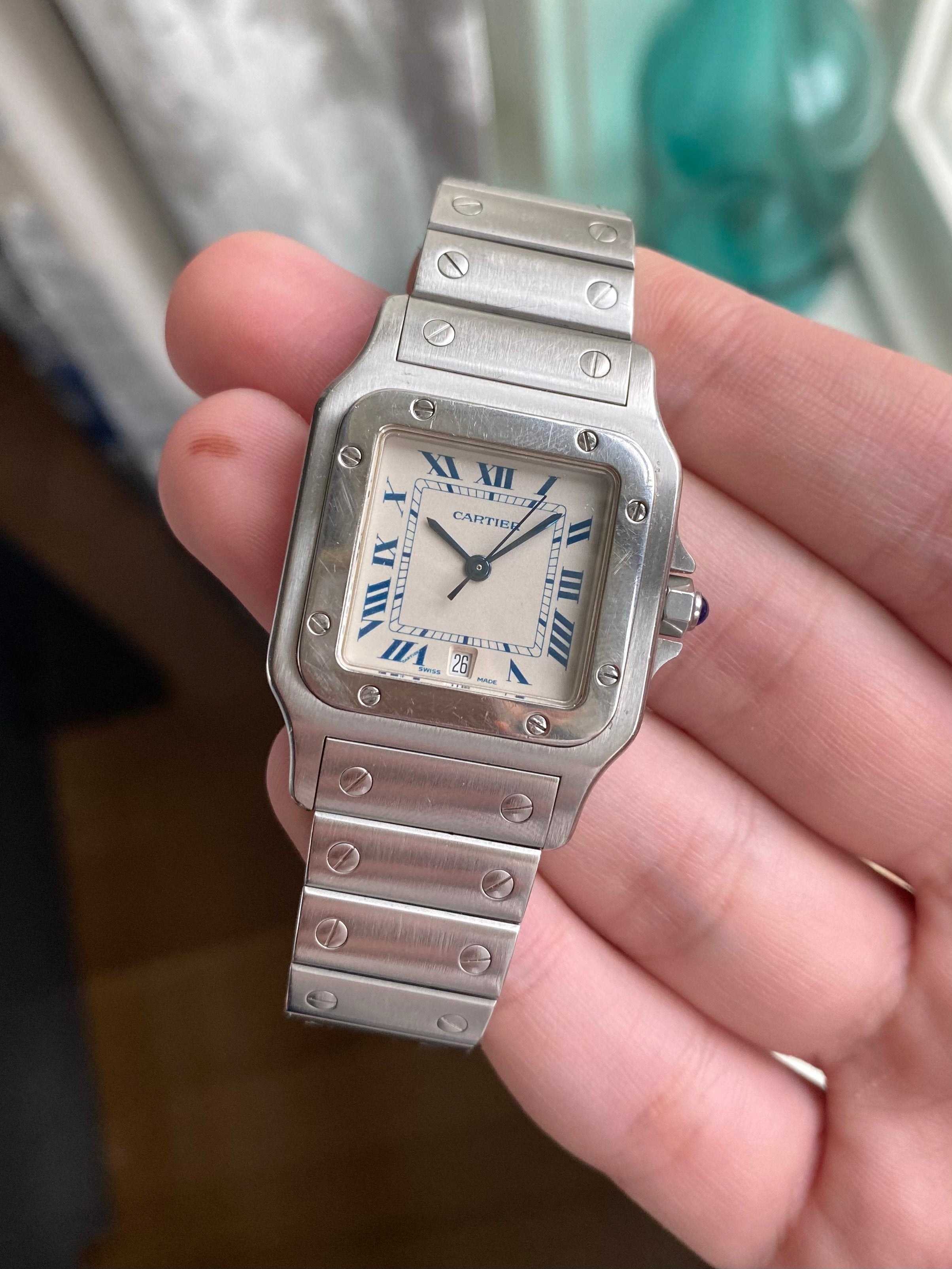 Cartier Santos 1564 - Blue Roman Numerals.