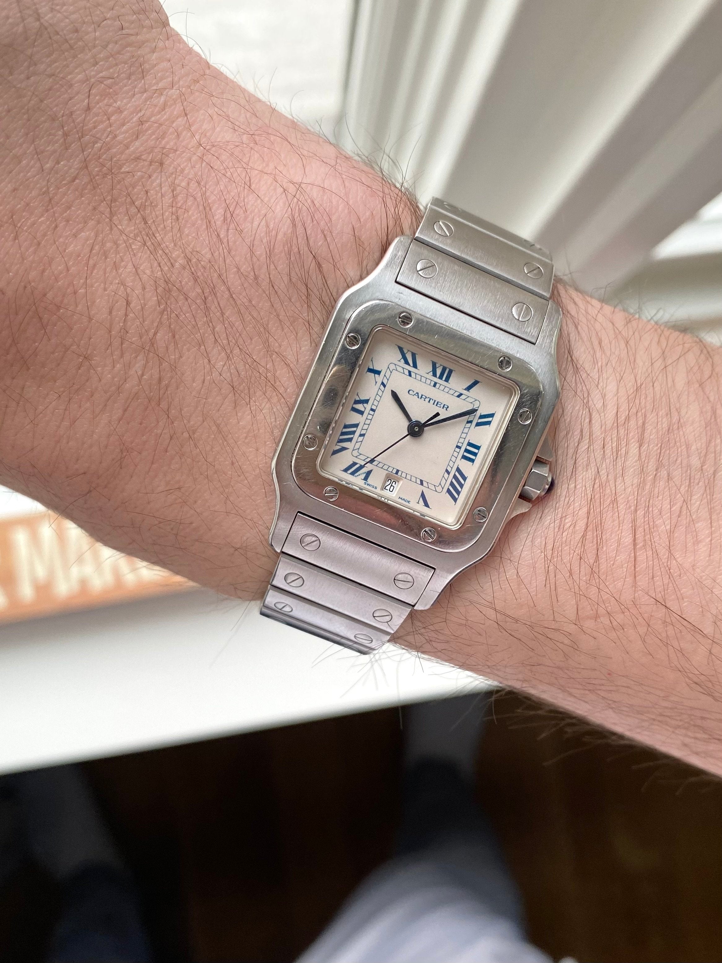 Cartier Santos 1564 - Blue Roman Numerals.