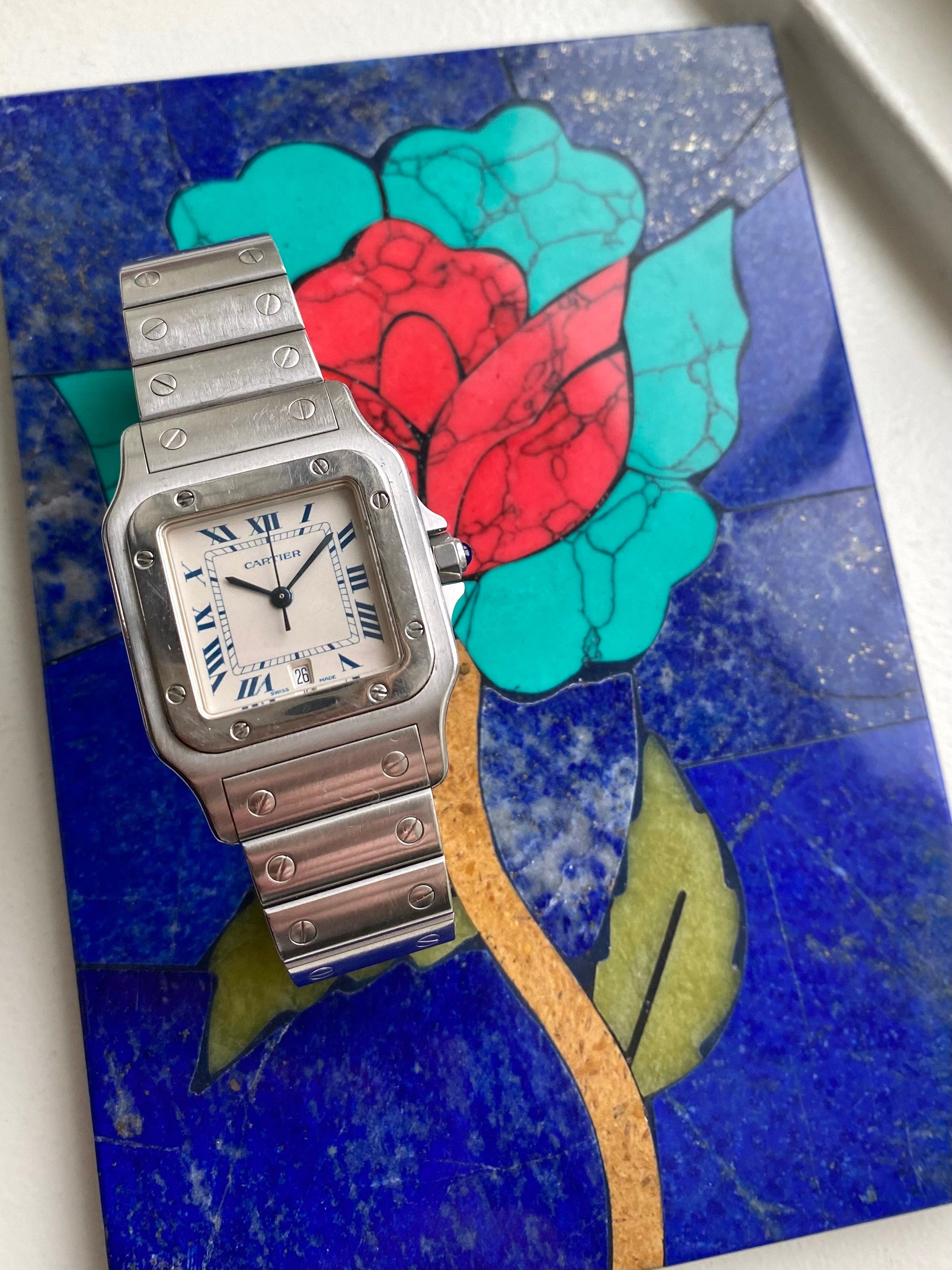 Cartier Santos 1564 - Blue Roman Numerals.